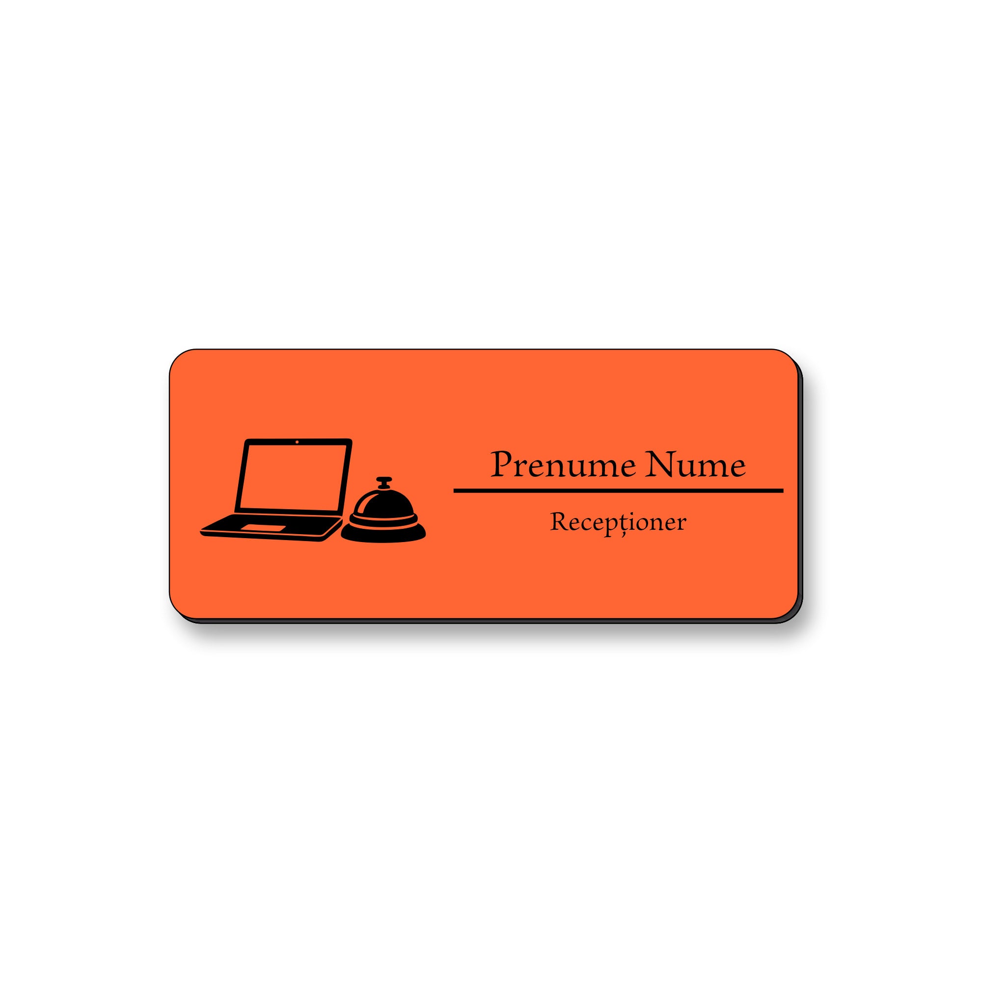 Ecuson Receptioner Personalizat 7x3 cm - Gravura Laser, 17 Culori