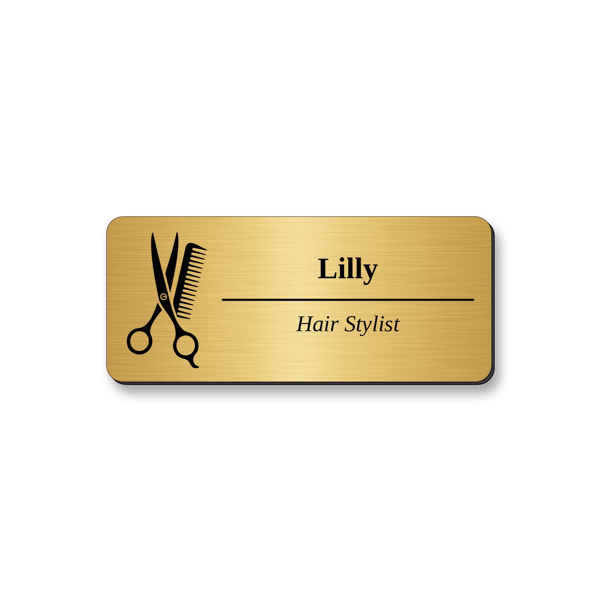 Ecuson Hair Stylist Personalizat 7x3 cm - Gravura Laser, 17 Culori