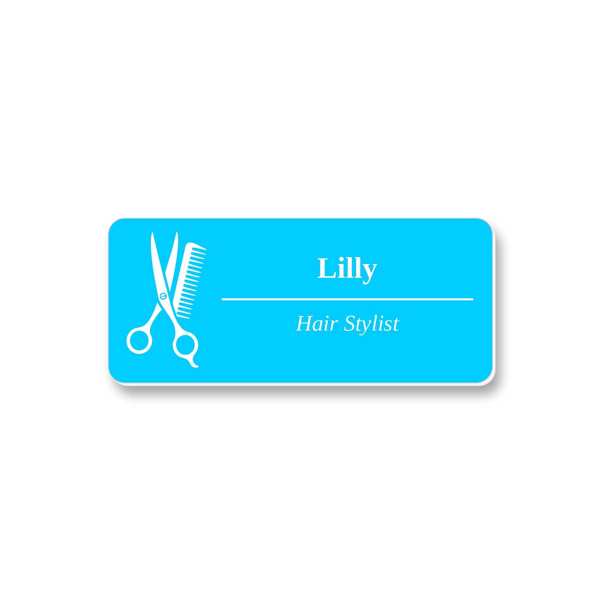 Ecuson Hair Stylist Personalizat 7x3 cm - Gravura Laser, 17 Culori