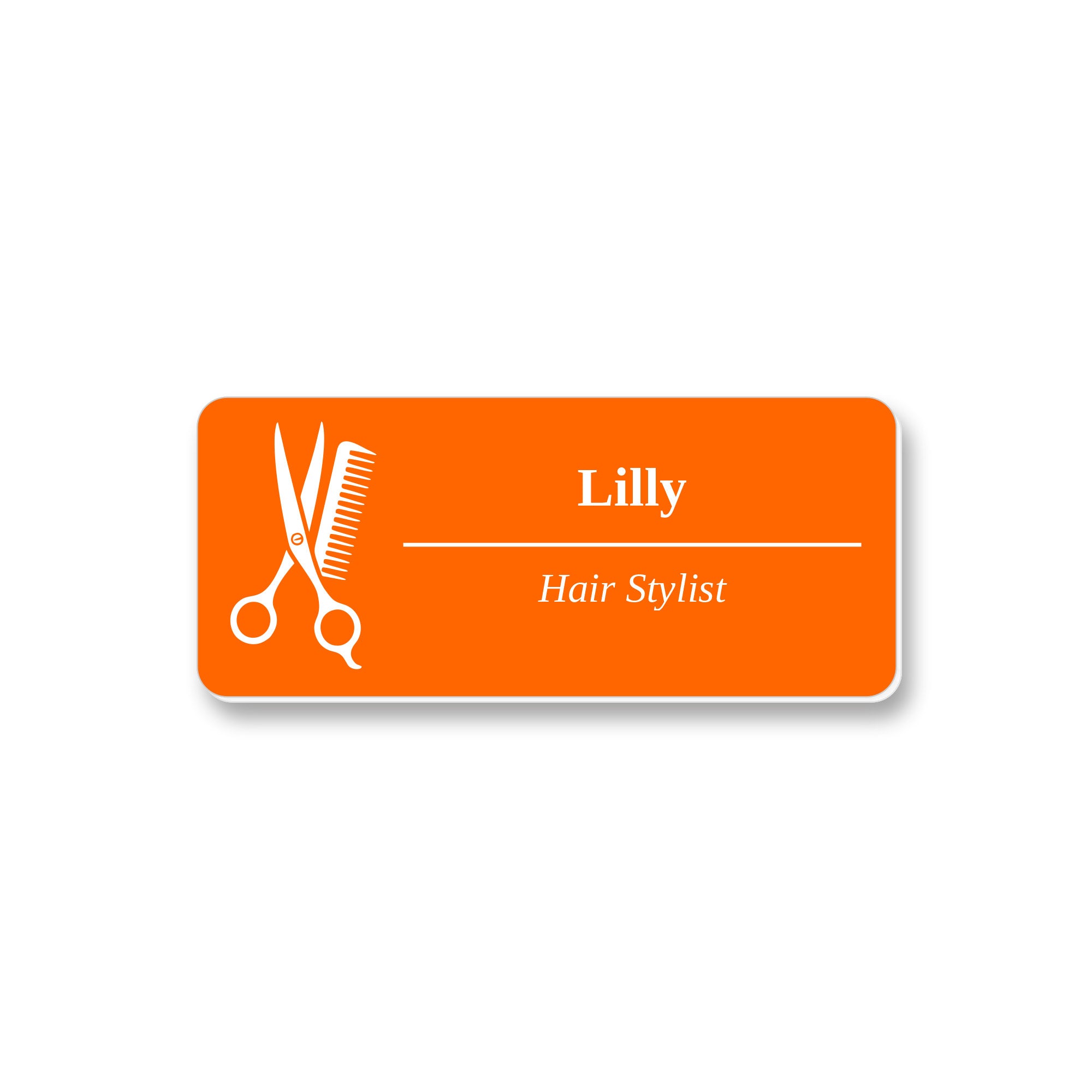 Ecuson Hair Stylist Personalizat 7x3 cm - Gravura Laser, 17 Culori