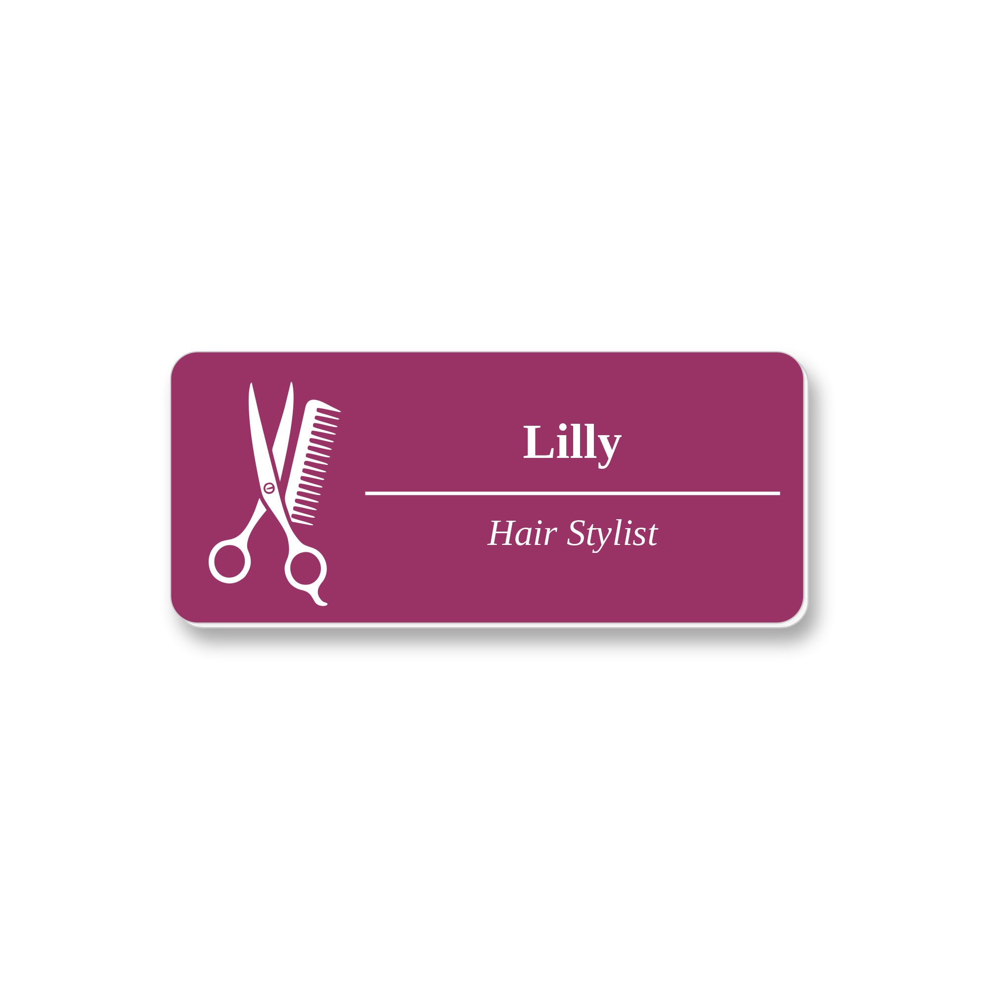 Ecuson Hair Stylist Personalizat 7x3 cm - Gravura Laser, 17 Culori