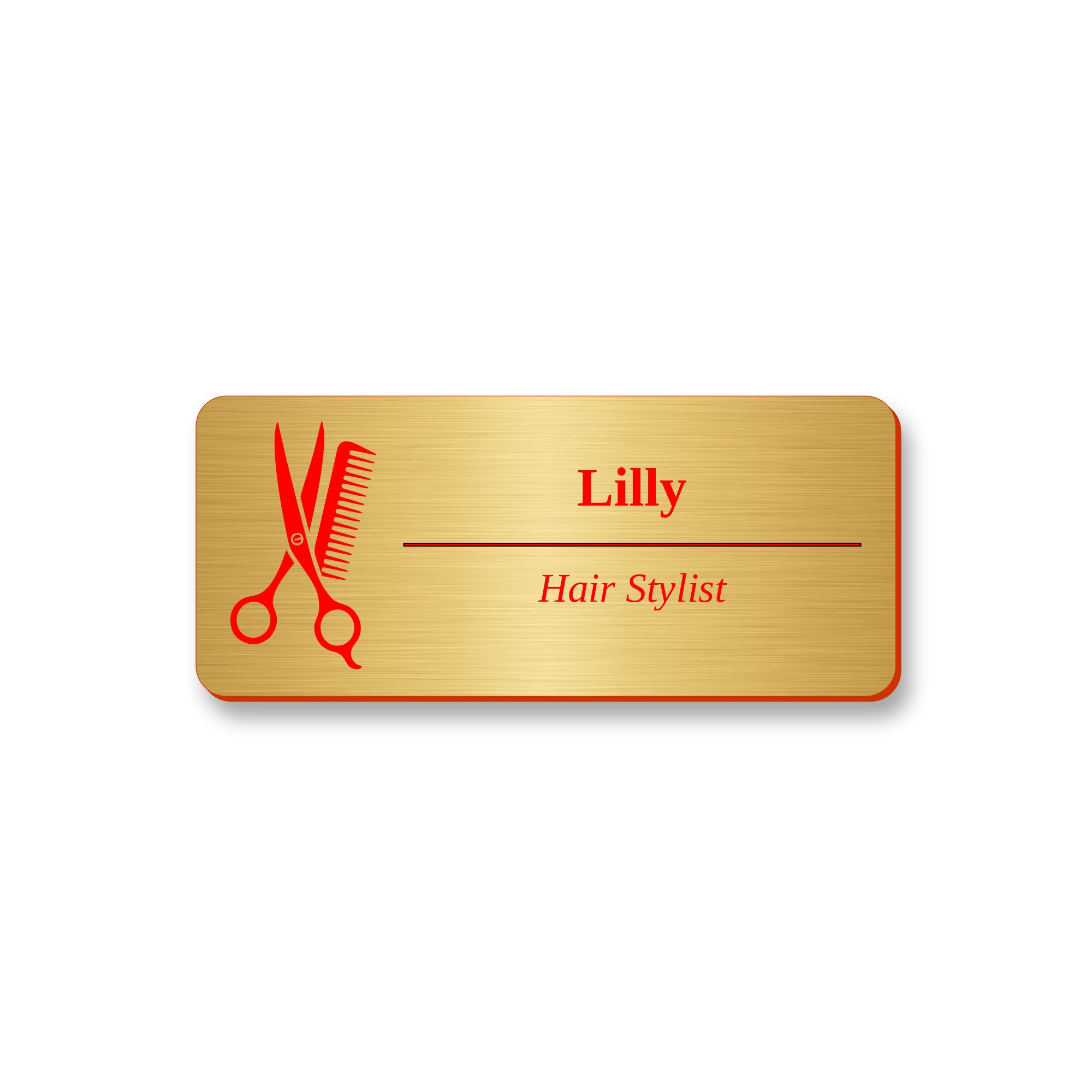 Ecuson Hair Stylist Personalizat 7x3 cm - Gravura Laser, 17 Culori