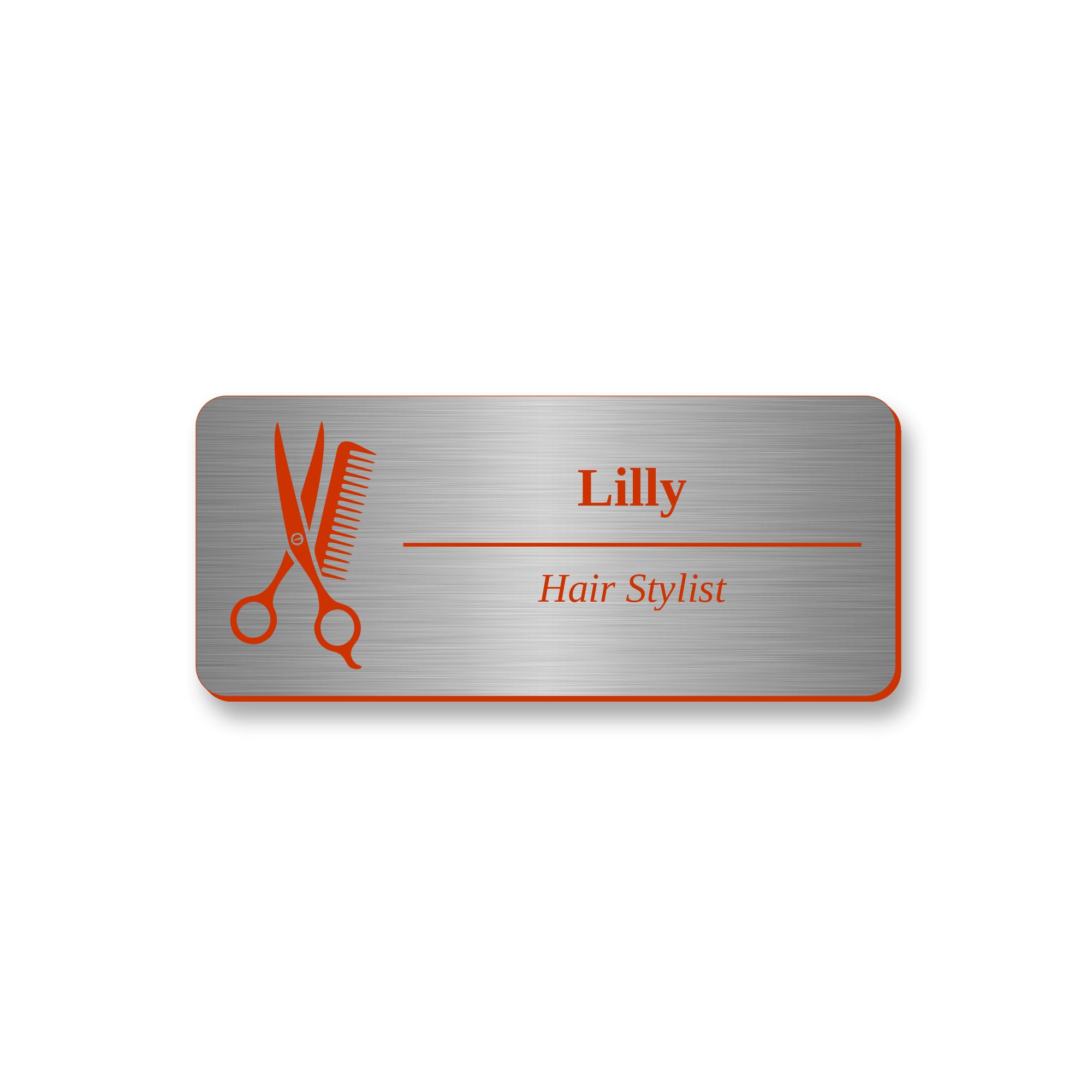 Ecuson Hair Stylist Personalizat 7x3 cm - Gravura Laser, 17 Culori