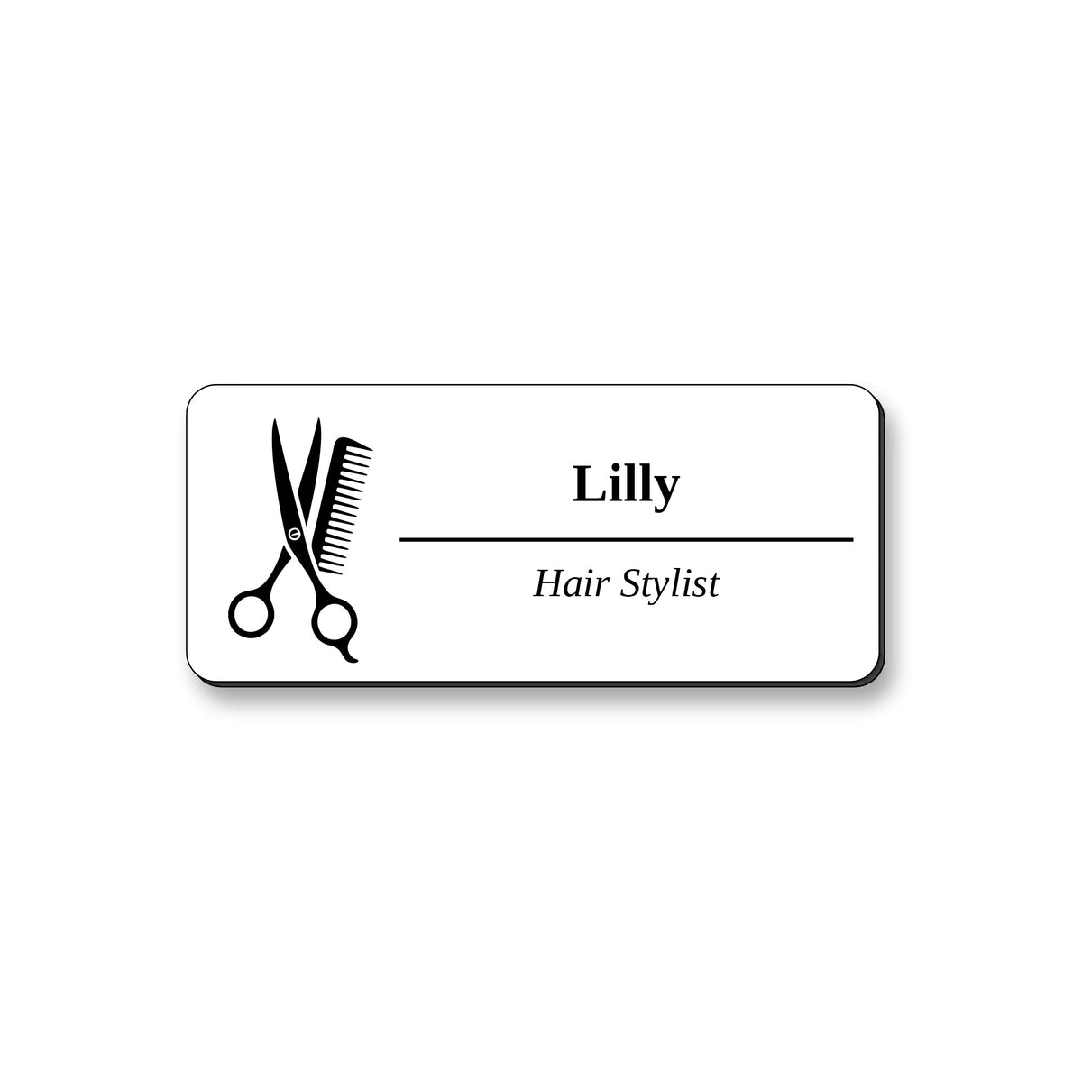 Ecuson Hair Stylist Personalizat 7x3 cm - Gravura Laser, 17 Culori