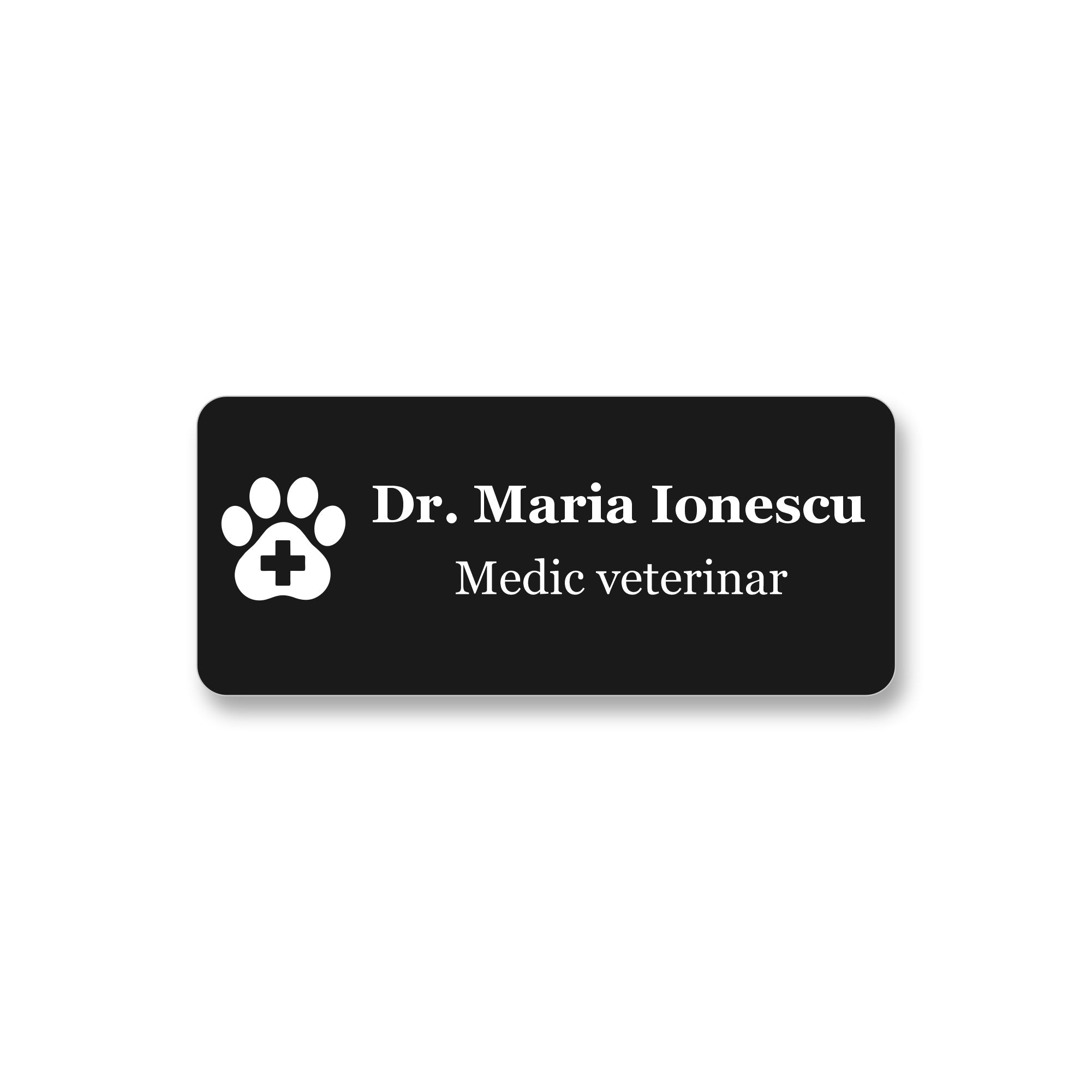 Ecuson Veterinar Personalizat 7x3 cm - Gravura Laser, 17 Culori