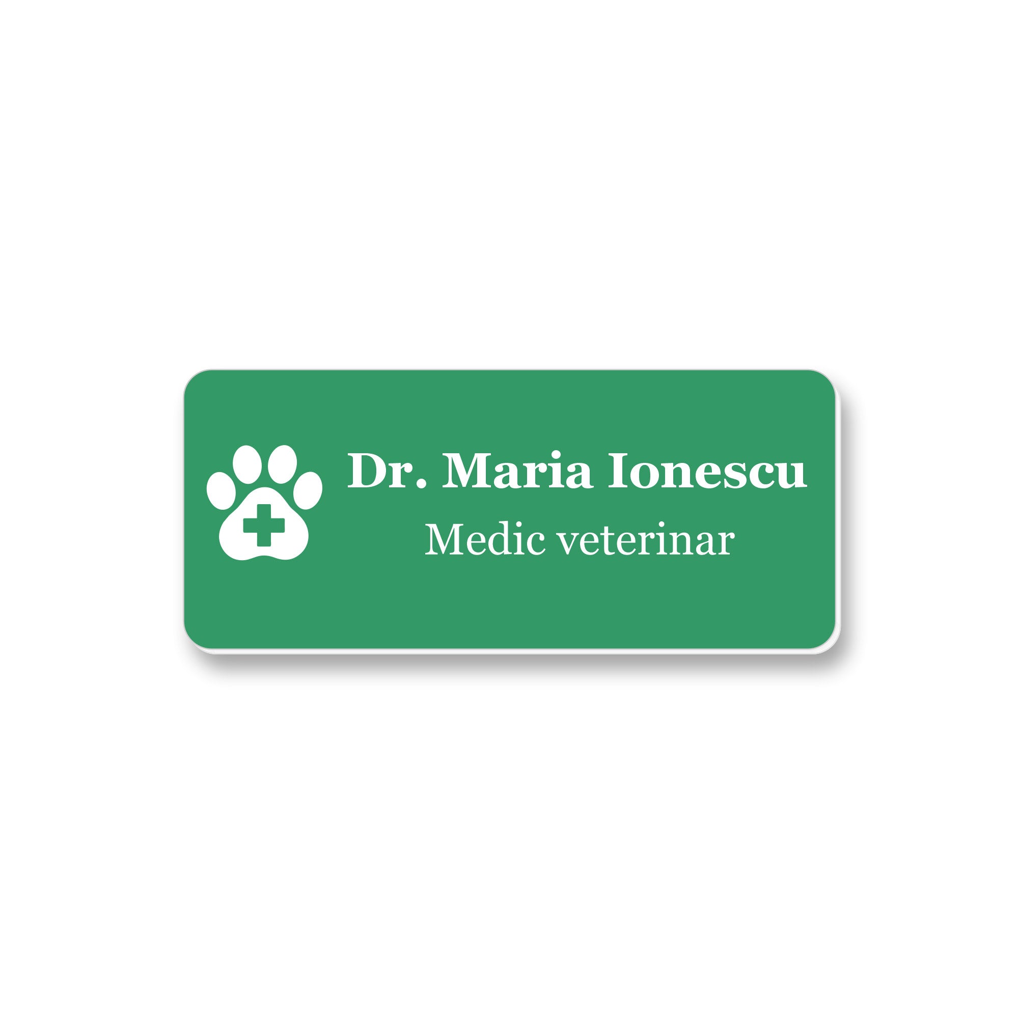 Ecuson Veterinar Personalizat 7x3 cm - Gravura Laser, 17 Culori