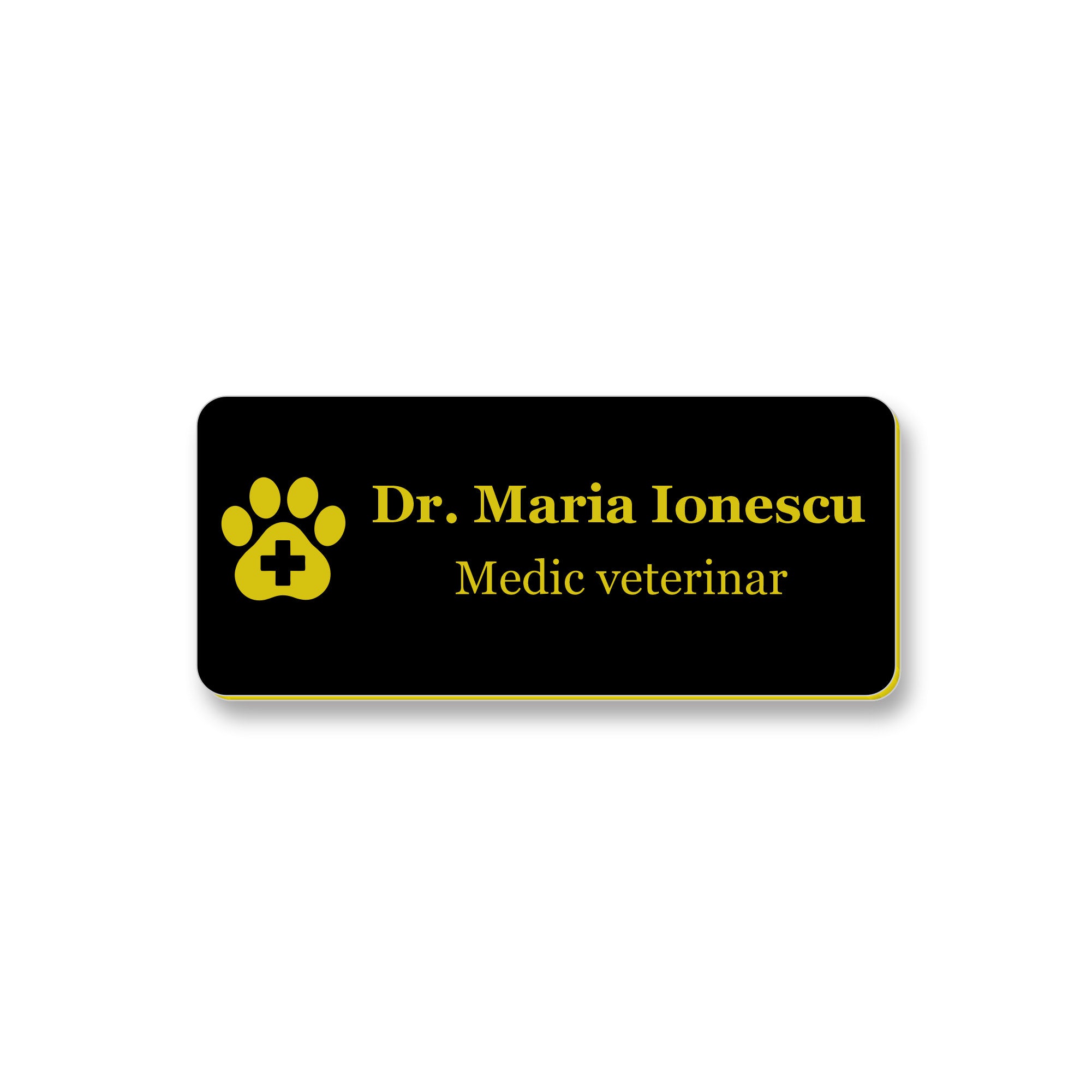 Ecuson Veterinar Personalizat 7x3 cm - Gravura Laser, 17 Culori