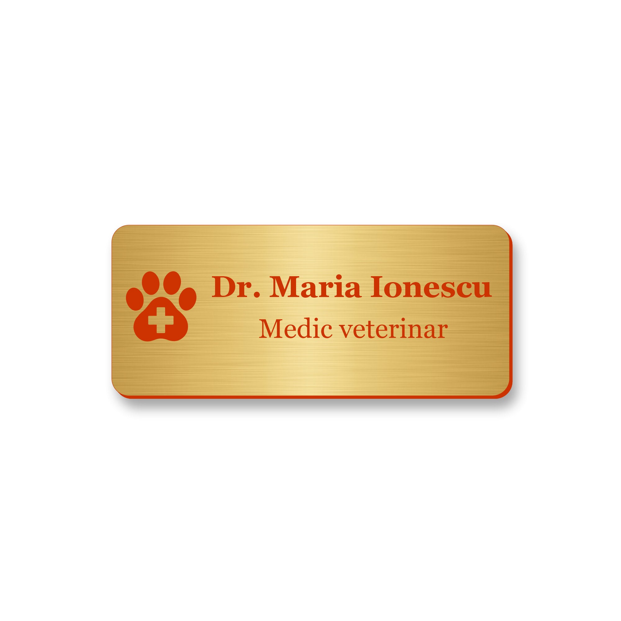 Ecuson Veterinar Personalizat 7x3 cm - Gravura Laser, 17 Culori