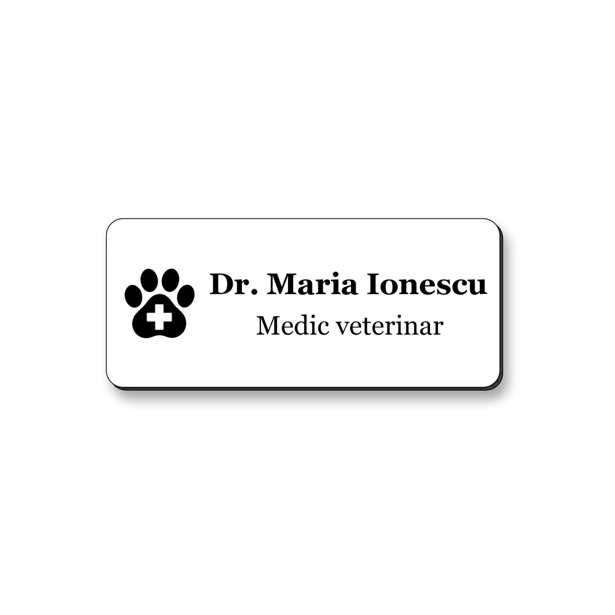 Ecuson Veterinar Personalizat 7x3 cm - Gravura Laser, 17 Culori