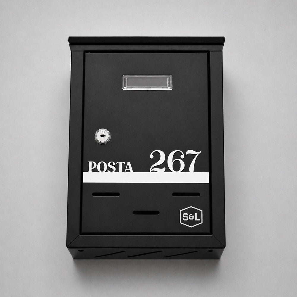 Cutie Postala Personalizata cu Text si Numar pe Linie - Argintiu Mat