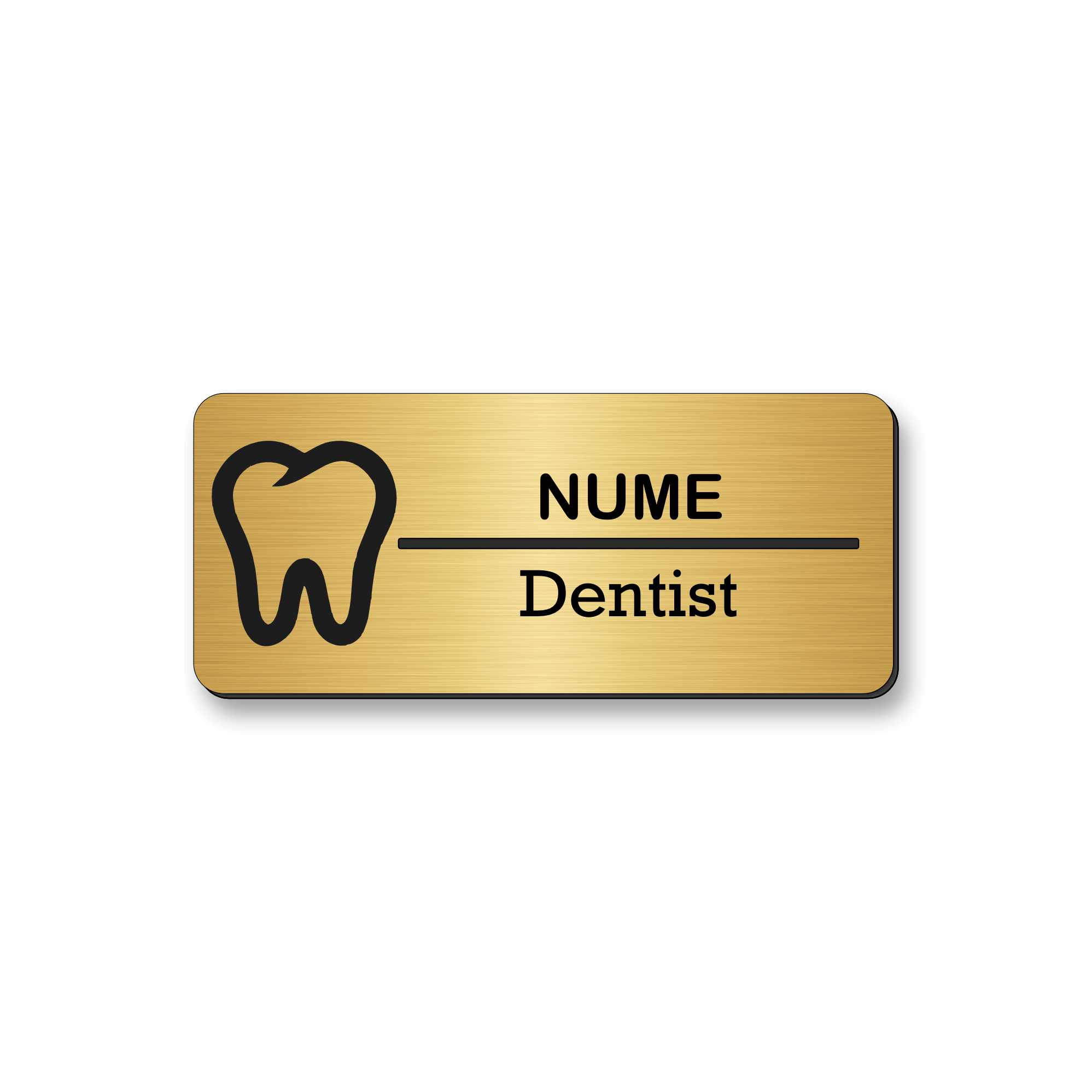 Personalized medical badge 7 x 3 cm Gold - Black