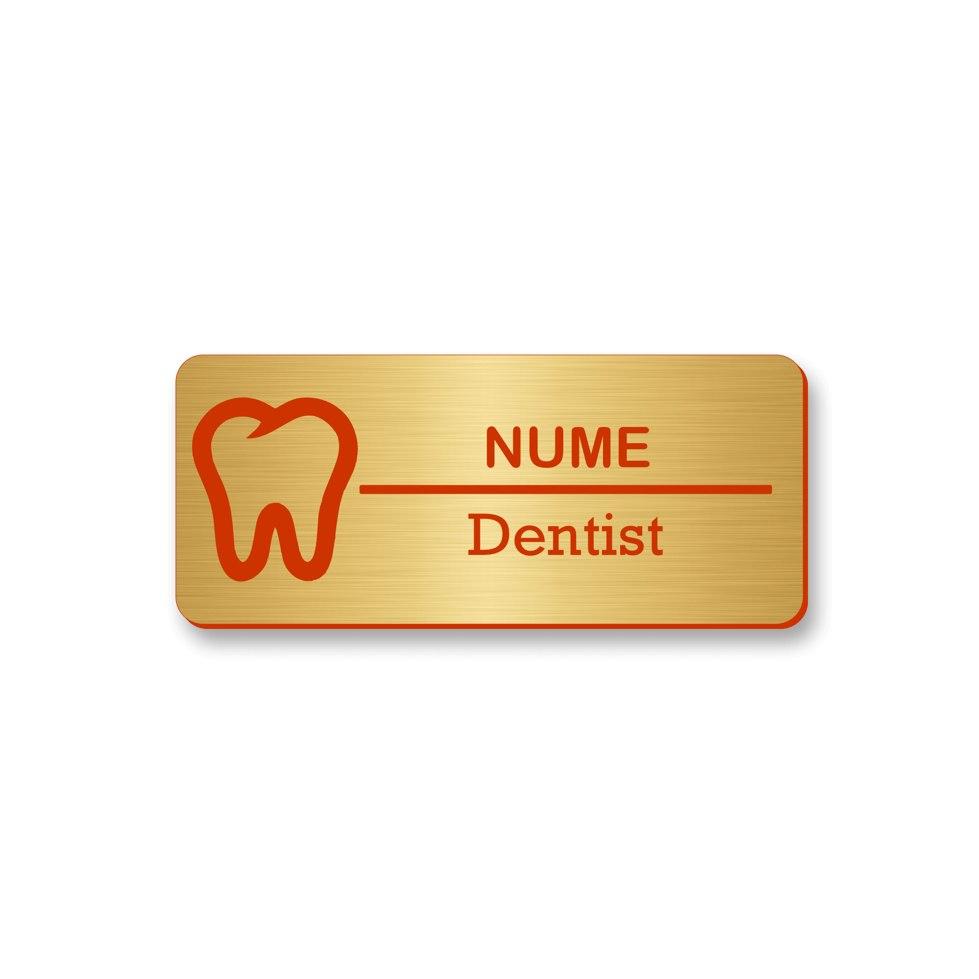 Personalized medical badge 7 x 3 cm Gold - Black