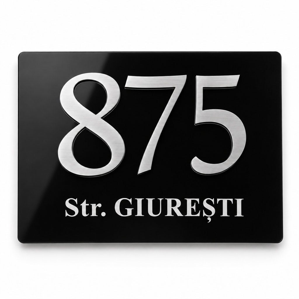 Numar de casa Vertex - Premium 3D, Text Gravat si Cifre In Relief
