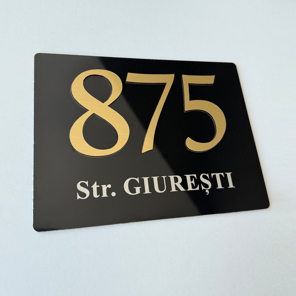 Numar de casa Vertex - Premium 3D, Text Gravat si Cifre In Relief