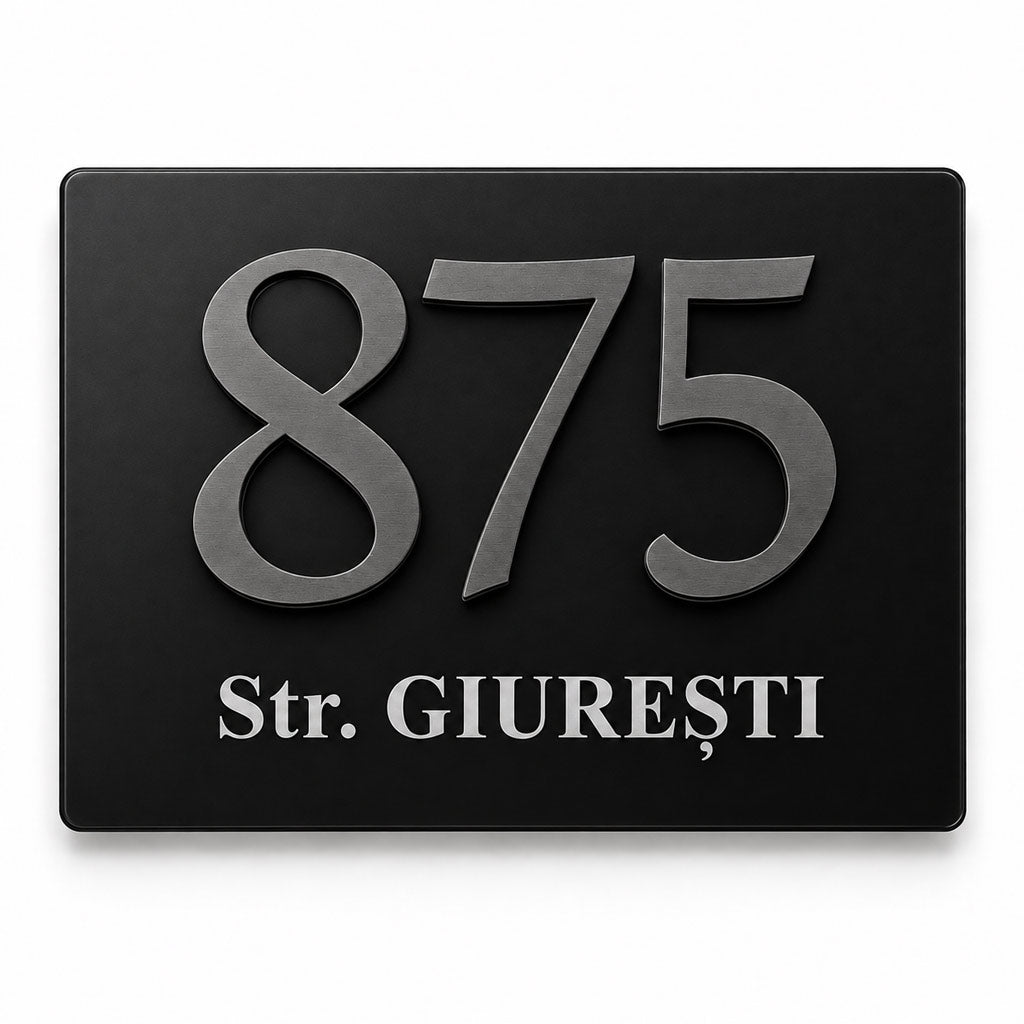 Numar de casa Vertex - Premium 3D, Text Gravat si Cifre In Relief