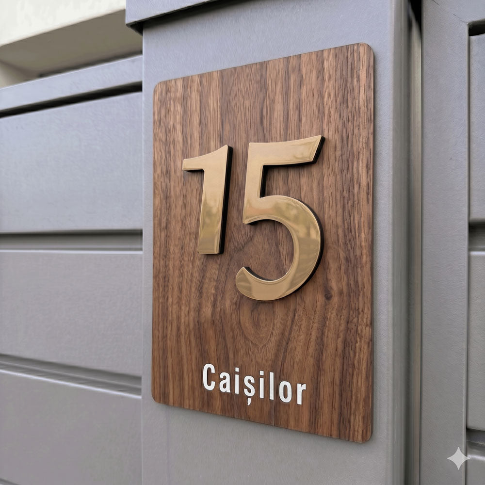 Numar de casa Vertex - Premium 3D, Text Gravat si Cifre In Relief