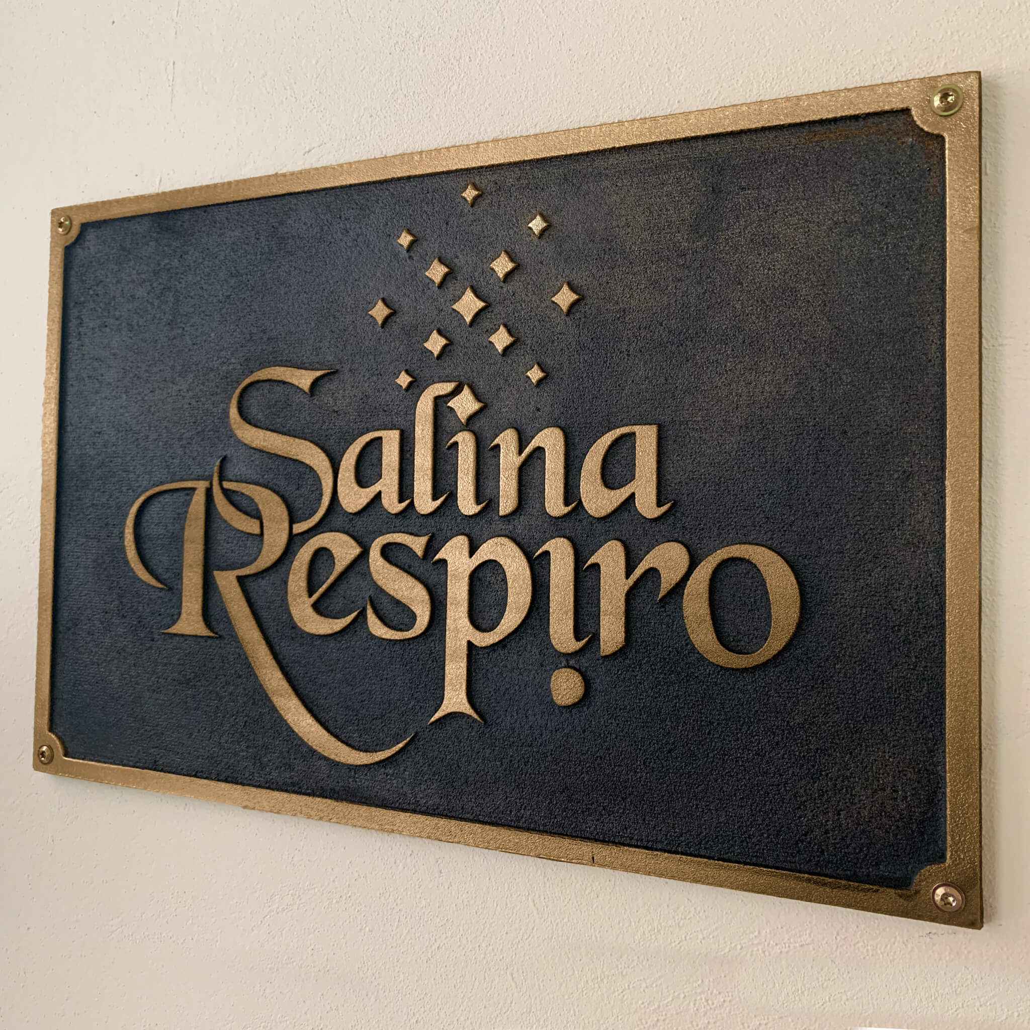 placa bronz turnat montata pe perete
