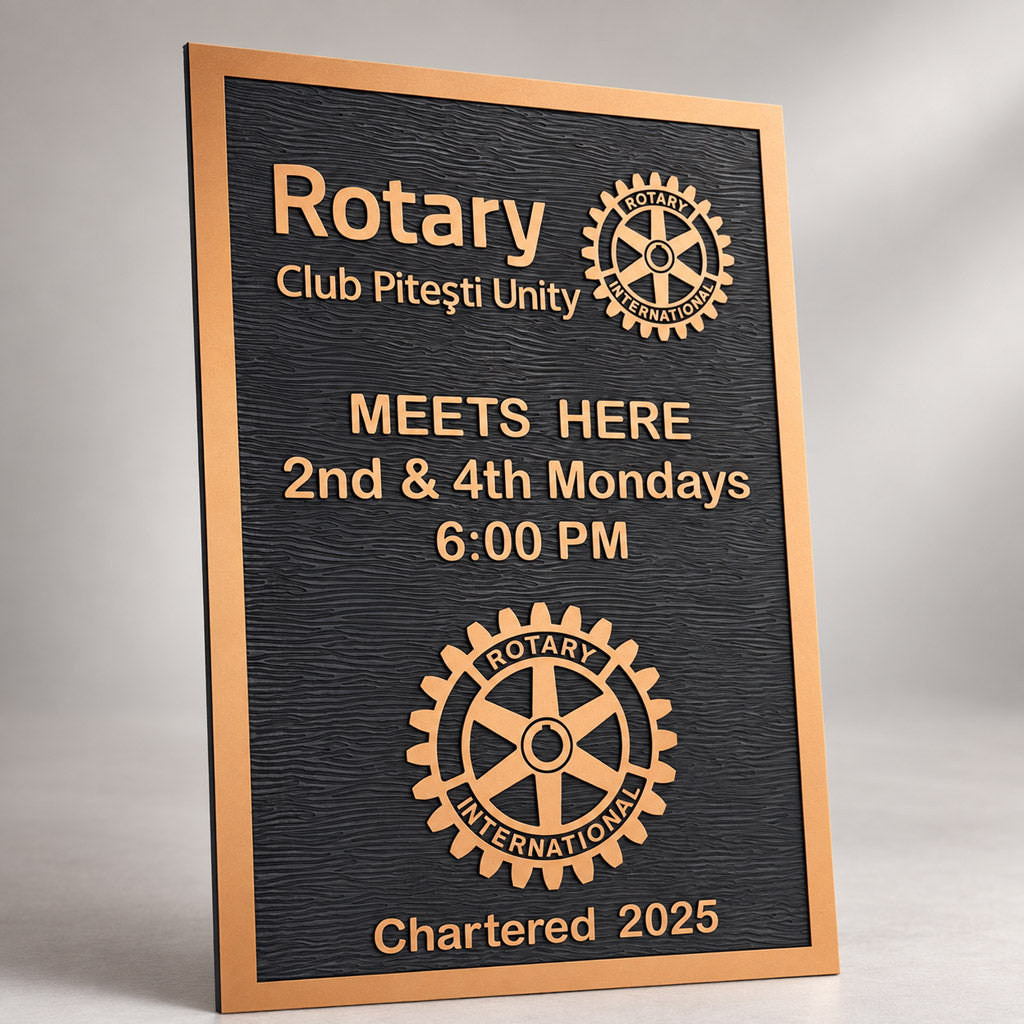 Placa Rotary Personalizata pentru Club - Gravura Laser Premium