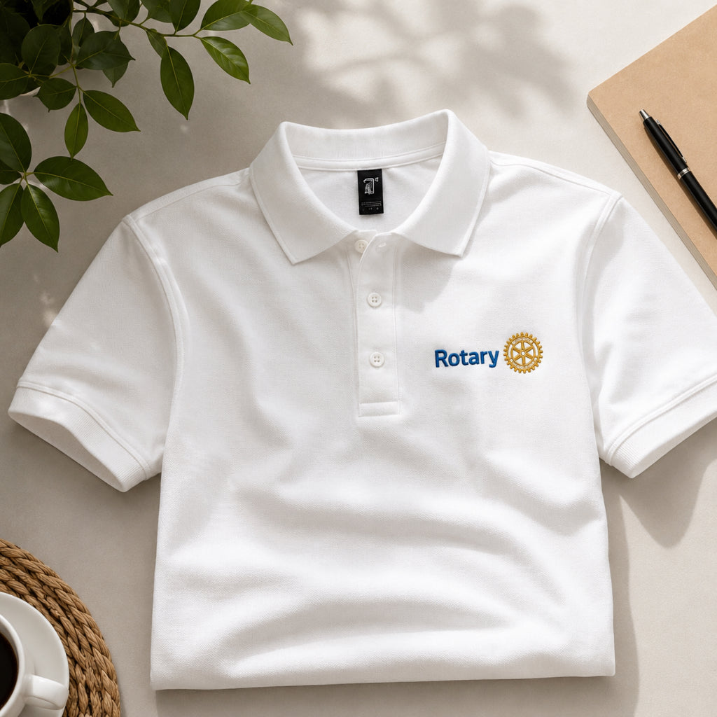 Tricou Polo Rotary Personalizat cu Logo Brodat - Alb sau Bleumarin