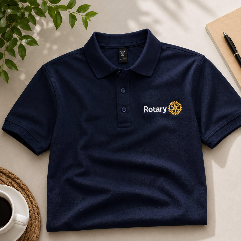 Tricou Polo Rotary Personalizat cu Logo Brodat - Alb sau Bleumarin