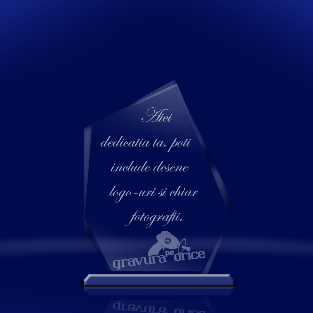 Trofeu transparent personalizat cu laserul