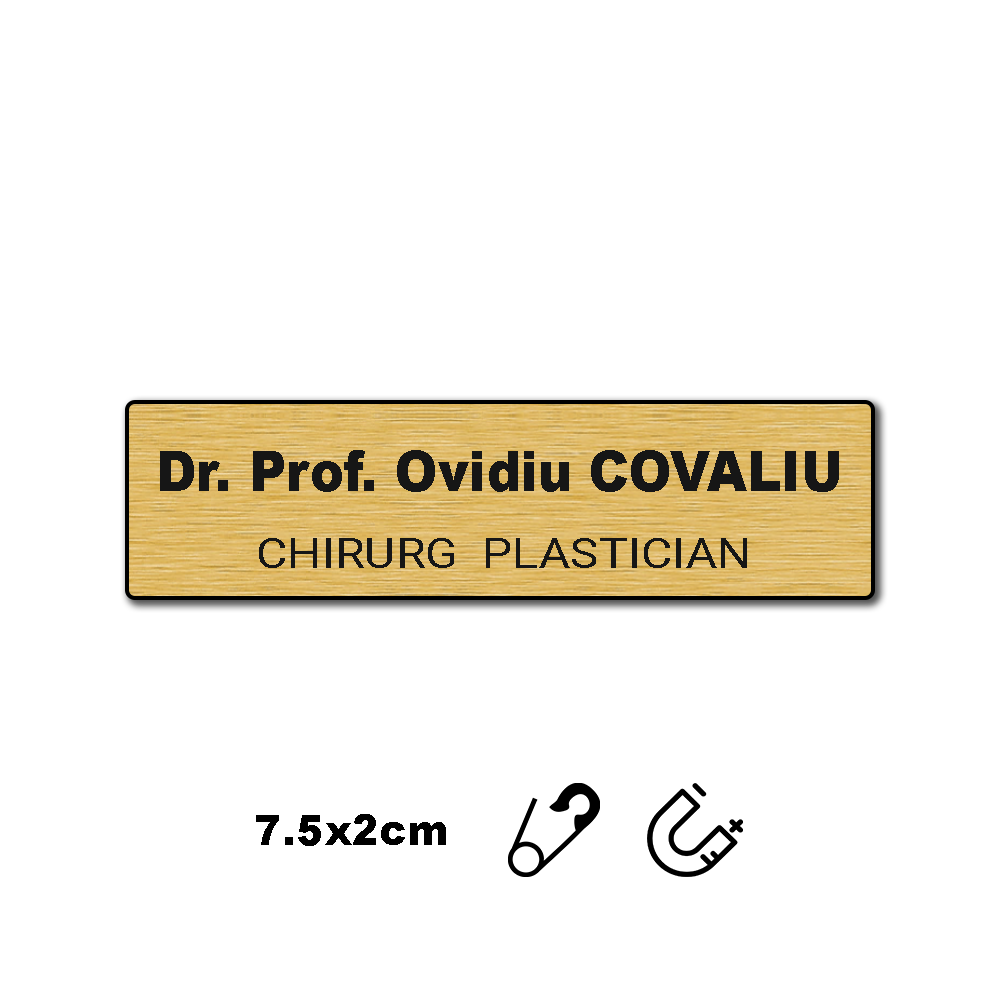 Personalized medical badge 7.5 x 2 cm Gold - Black