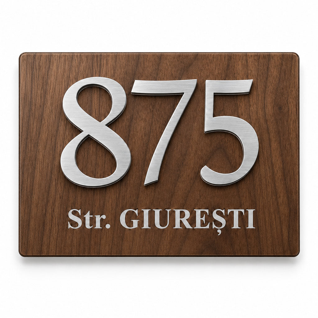 Numar de casa Vertex - Premium 3D, Text Gravat si Cifre In Relief