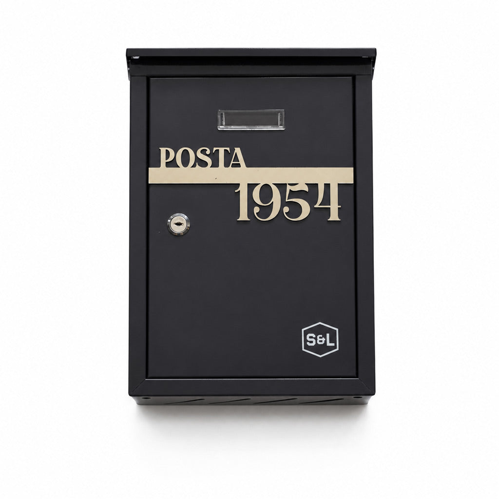 Cutie postala antracit eleganta, 23x35x8 cm, personalizata cu nume de strada.