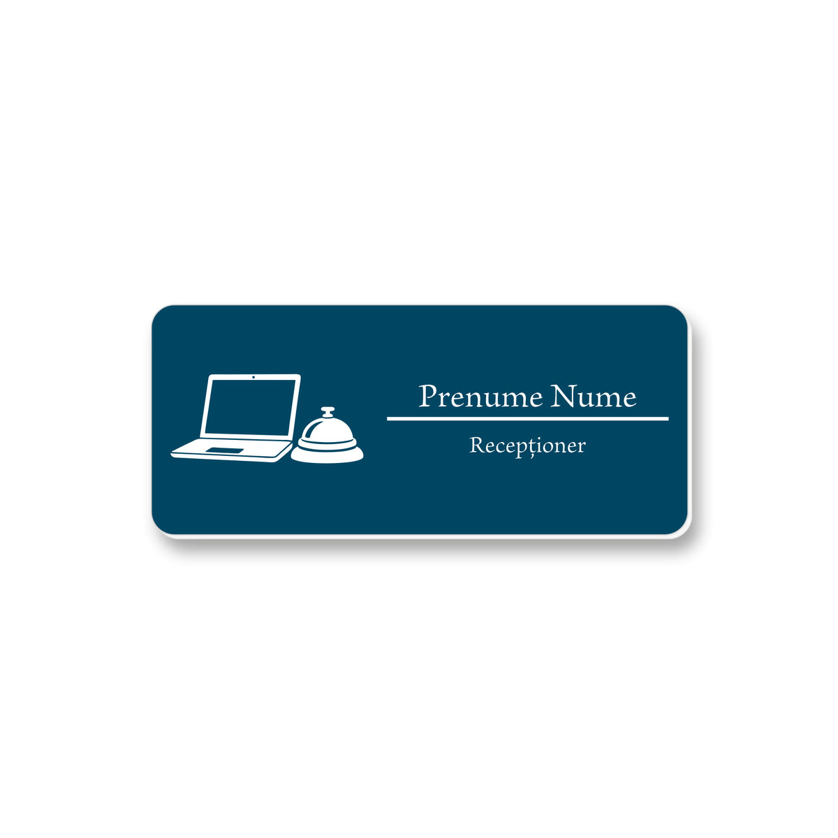 Ecuson Receptioner Personalizat 7x3 cm - Gravura Laser, 17 Culori