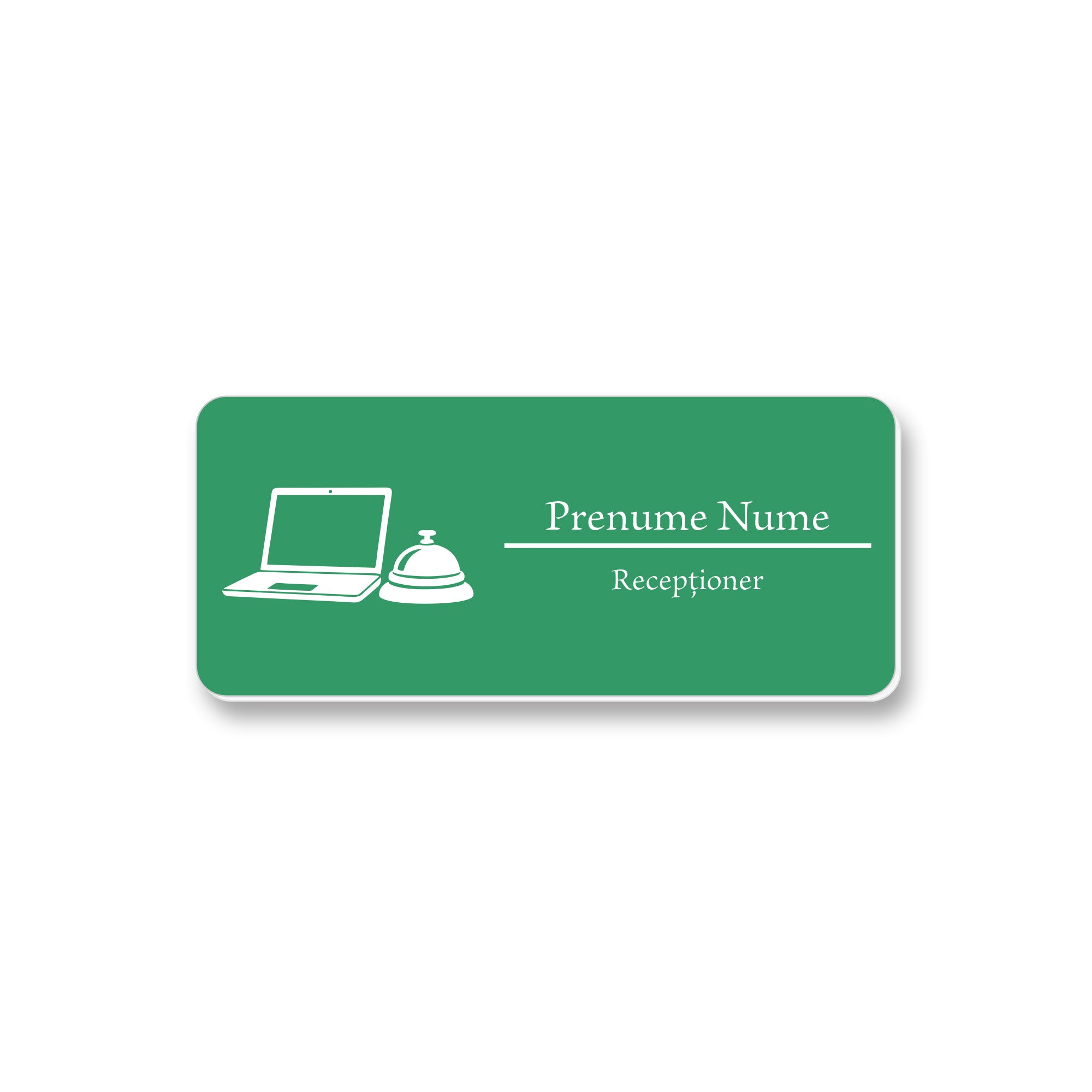 Ecuson Receptioner Personalizat 7x3 cm - Gravura Laser, 17 Culori