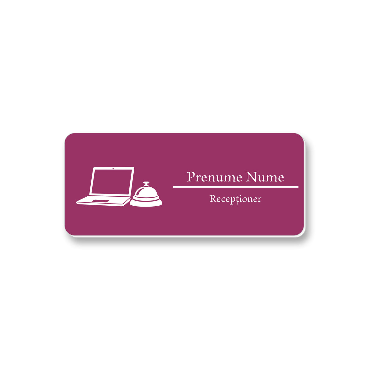 Ecuson Receptioner Personalizat 7x3 cm - Gravura Laser, 17 Culori