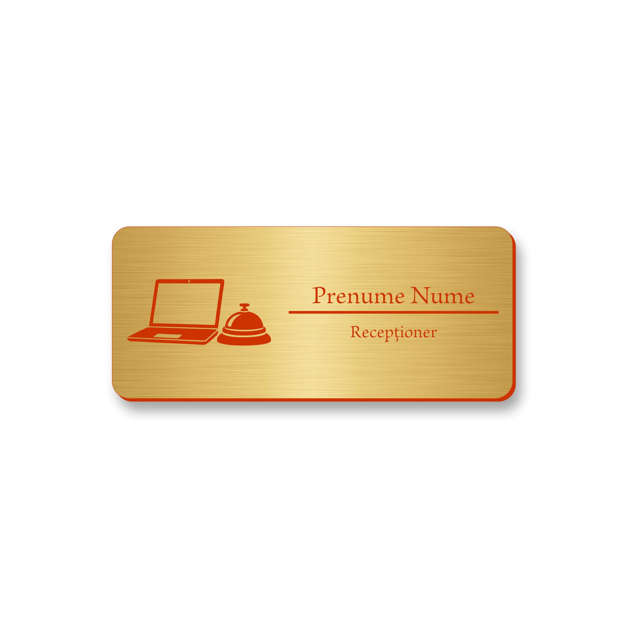 Ecuson Receptioner Personalizat 7x3 cm - Gravura Laser, 17 Culori