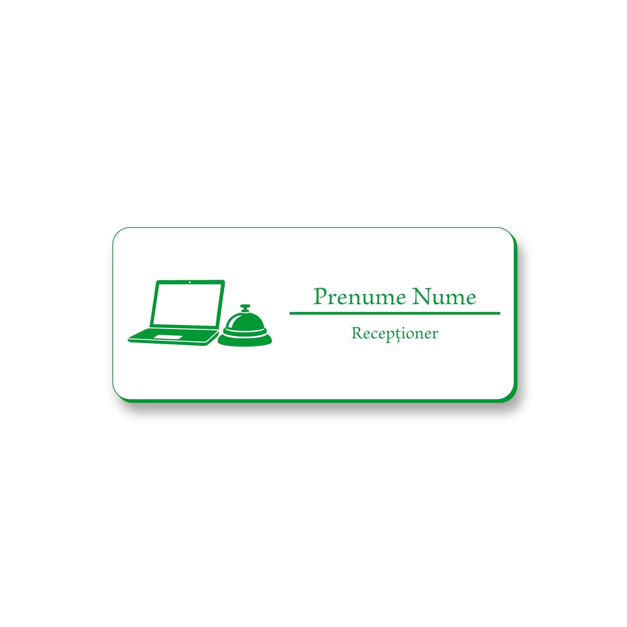 Ecuson Receptioner Personalizat 7x3 cm - Gravura Laser, 17 Culori