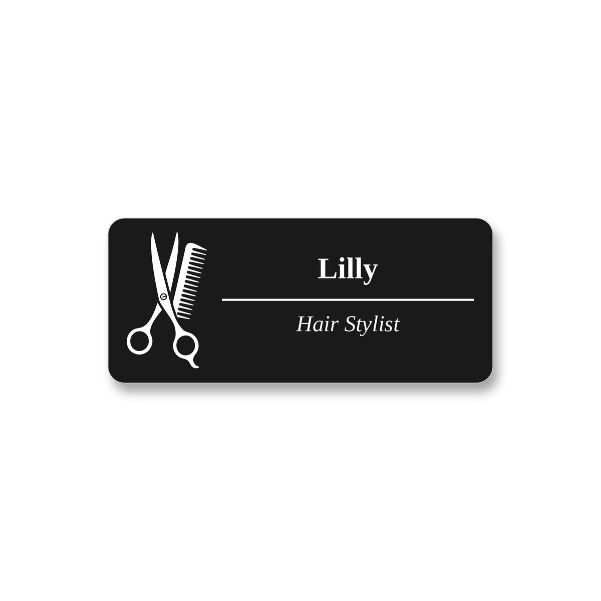 Ecuson Hair Stylist Personalizat 7x3 cm - Gravura Laser, 17 Culori