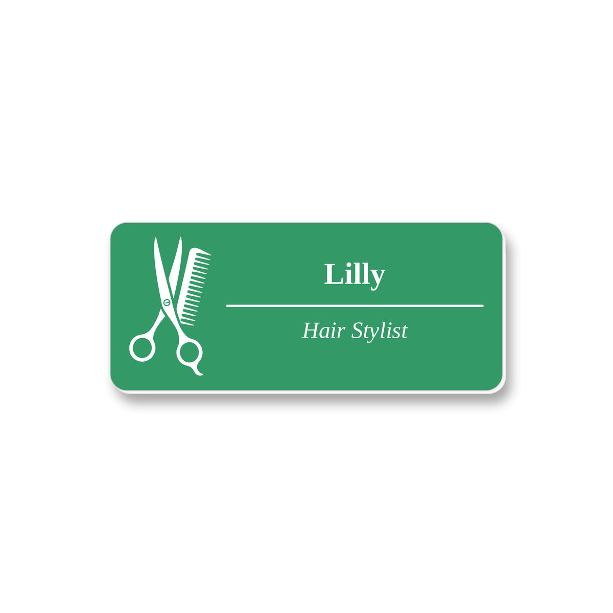 Ecuson Hair Stylist Personalizat 7x3 cm - Gravura Laser, 17 Culori