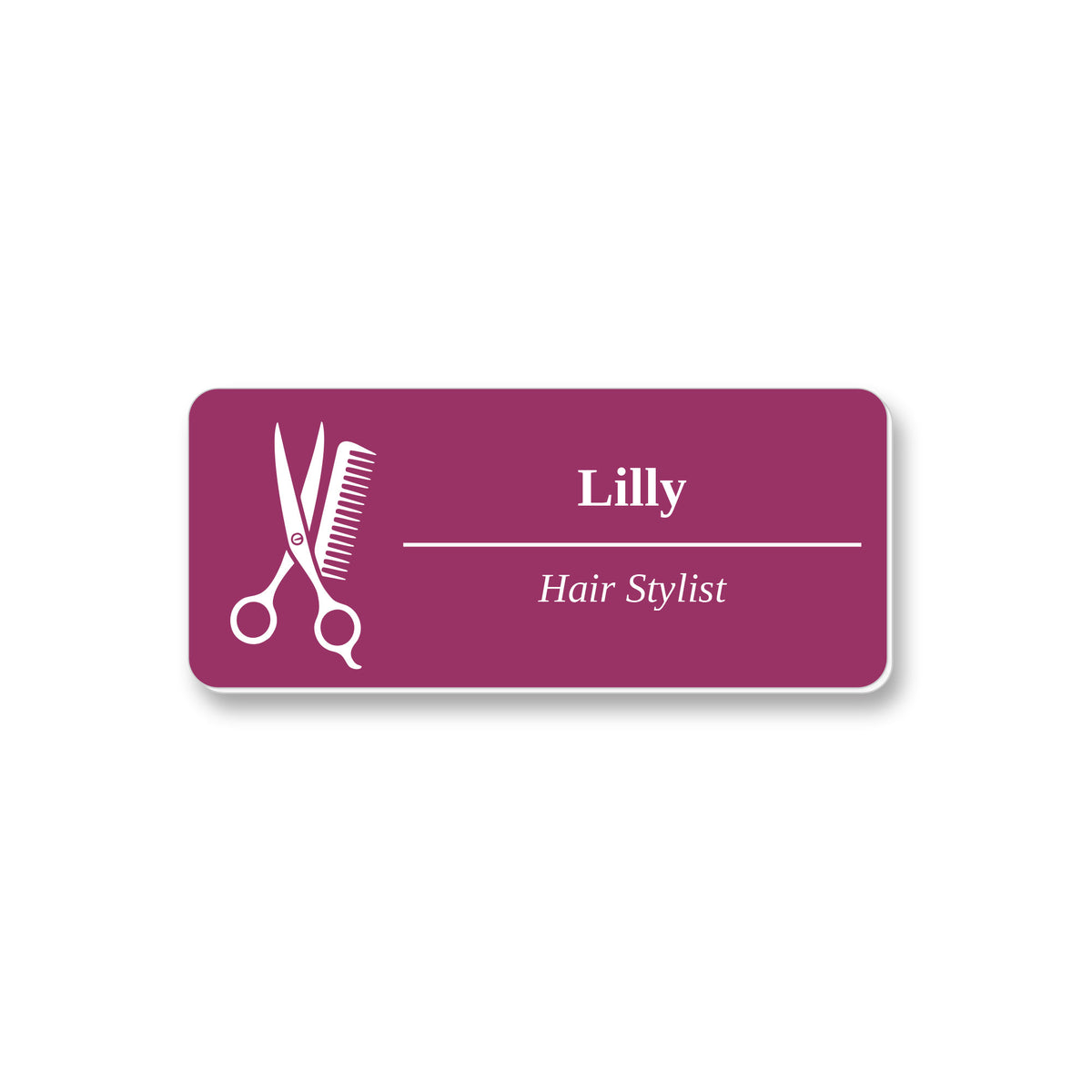 Ecuson Hair Stylist Personalizat 7x3 cm - Gravura Laser, 17 Culori