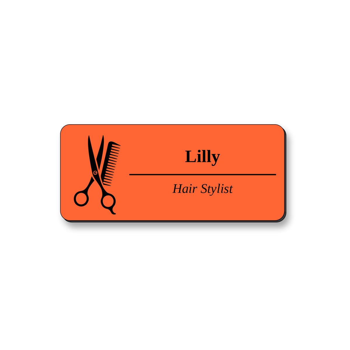 Ecuson Hair Stylist Personalizat 7x3 cm - Gravura Laser, 17 Culori