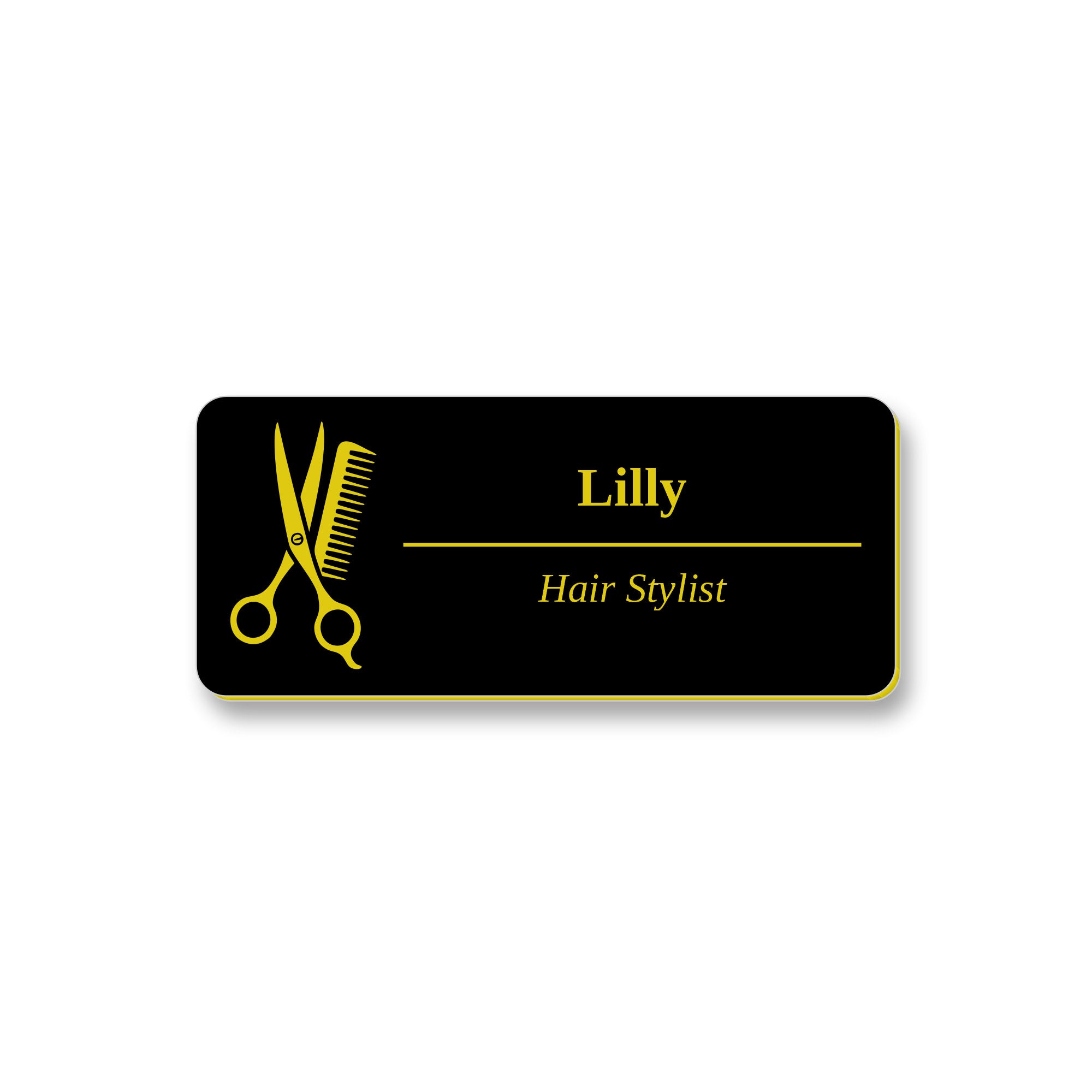 Ecuson Hair Stylist Personalizat 7x3 cm - Gravura Laser, 17 Culori