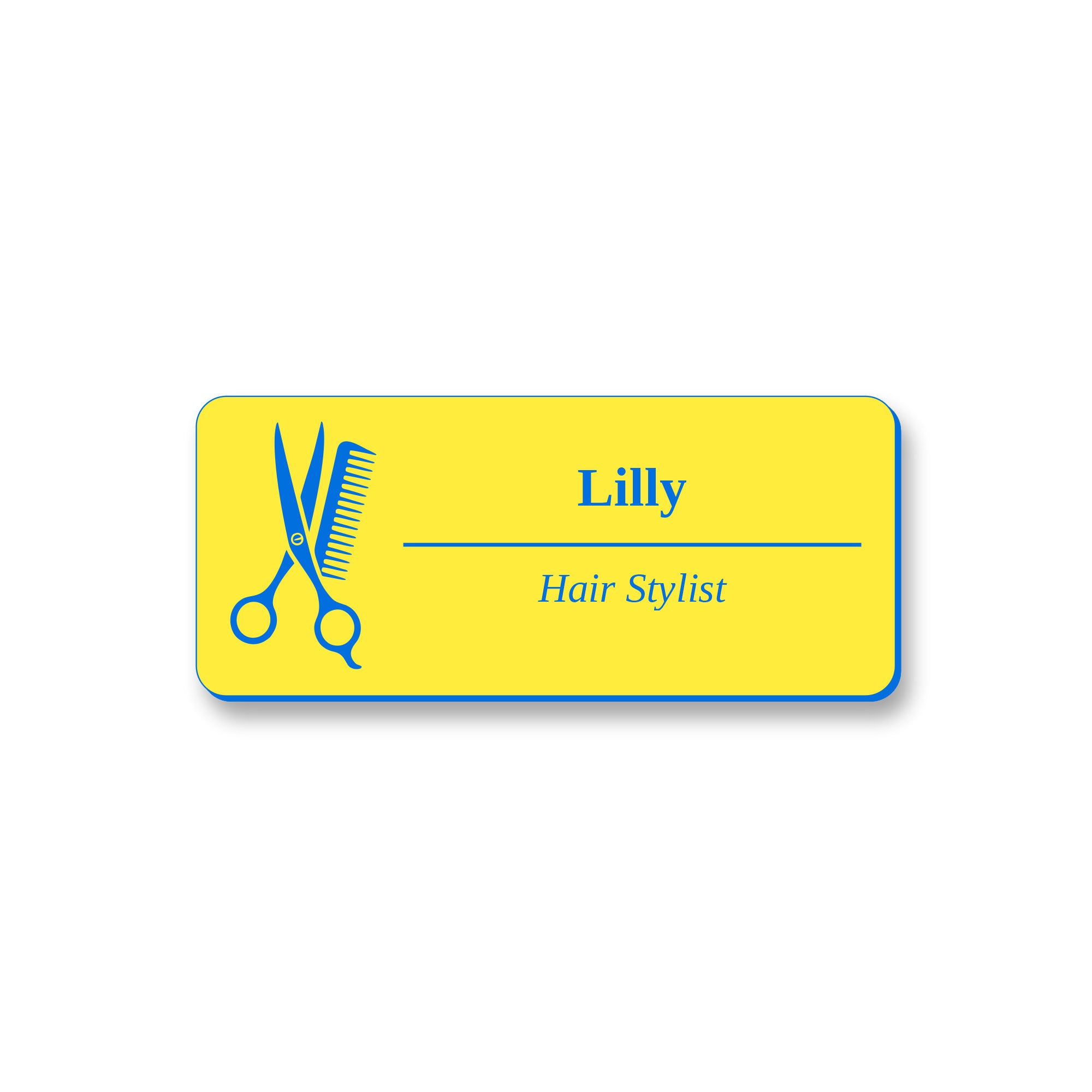 Ecuson Hair Stylist Personalizat 7x3 cm - Gravura Laser, 17 Culori
