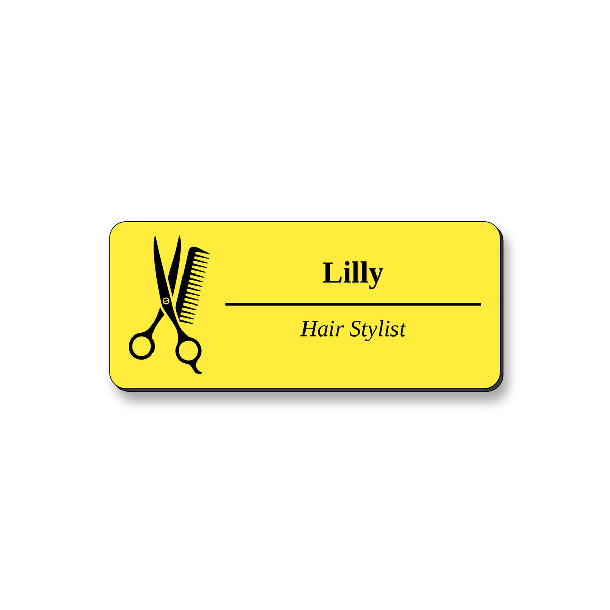 Ecuson Hair Stylist Personalizat 7x3 cm - Gravura Laser, 17 Culori