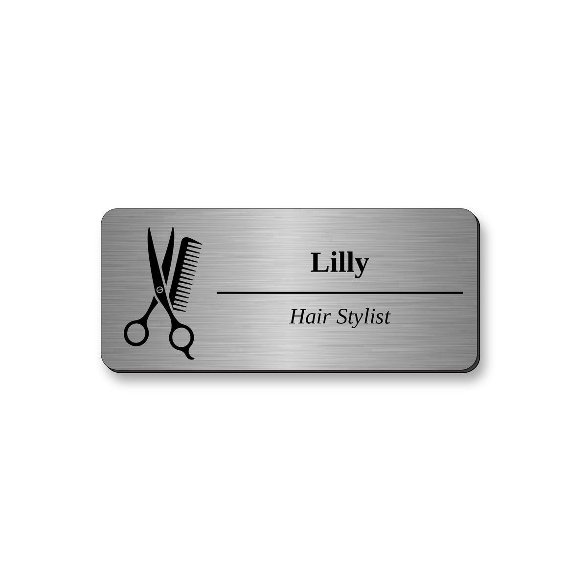 Ecuson Hair Stylist Personalizat 7x3 cm - Gravura Laser, 17 Culori