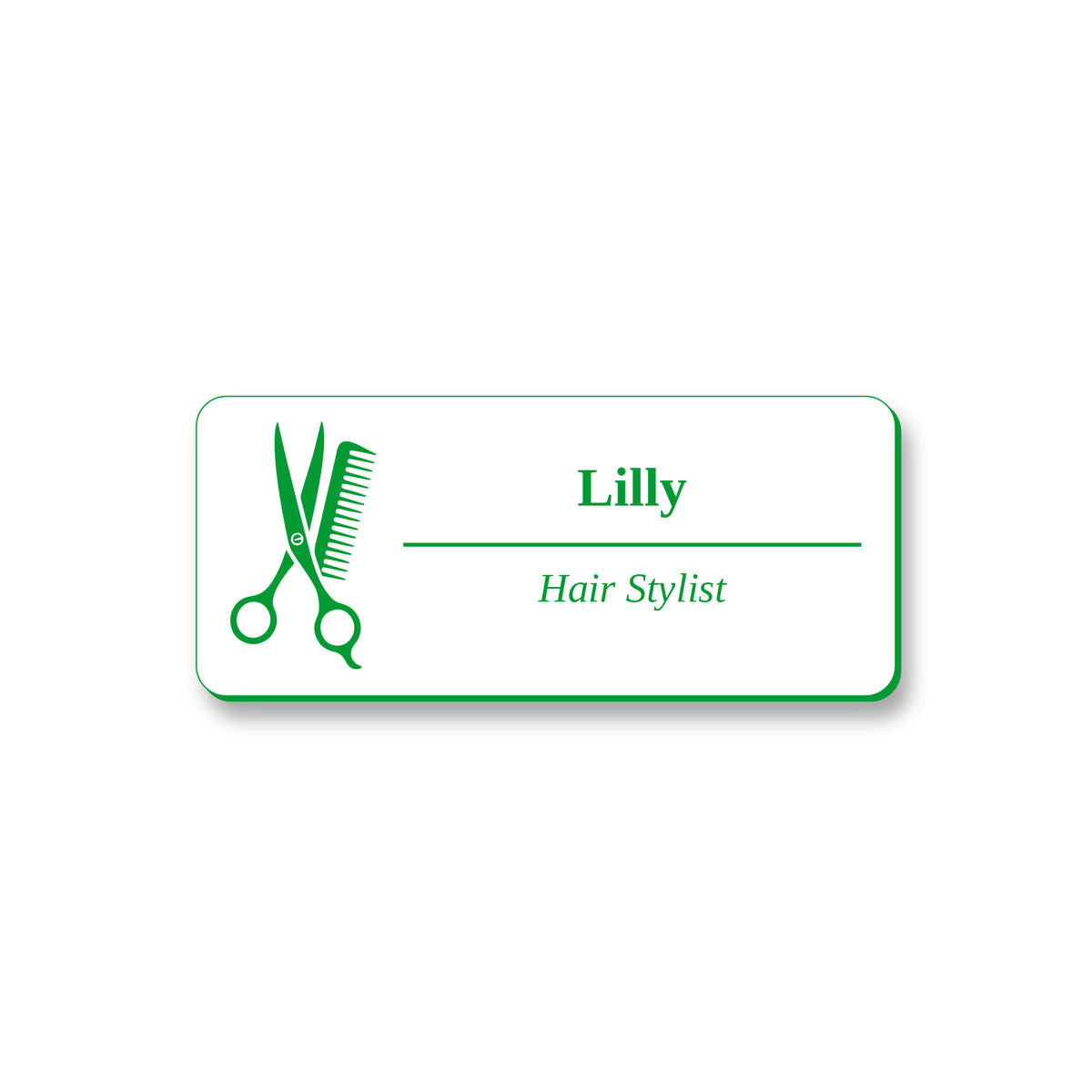 Ecuson Hair Stylist Personalizat 7x3 cm - Gravura Laser, 17 Culori