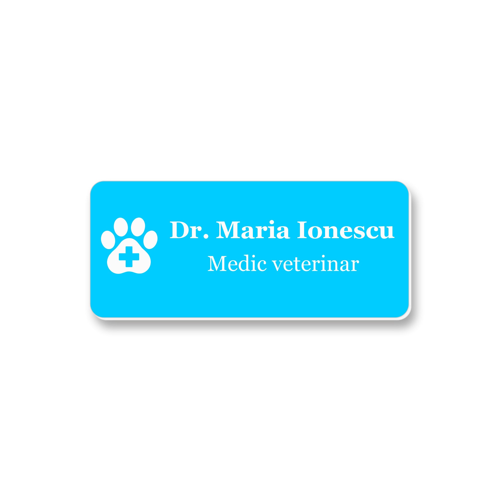 Ecuson Veterinar Personalizat 7x3 cm - Gravura Laser, 17 Culori