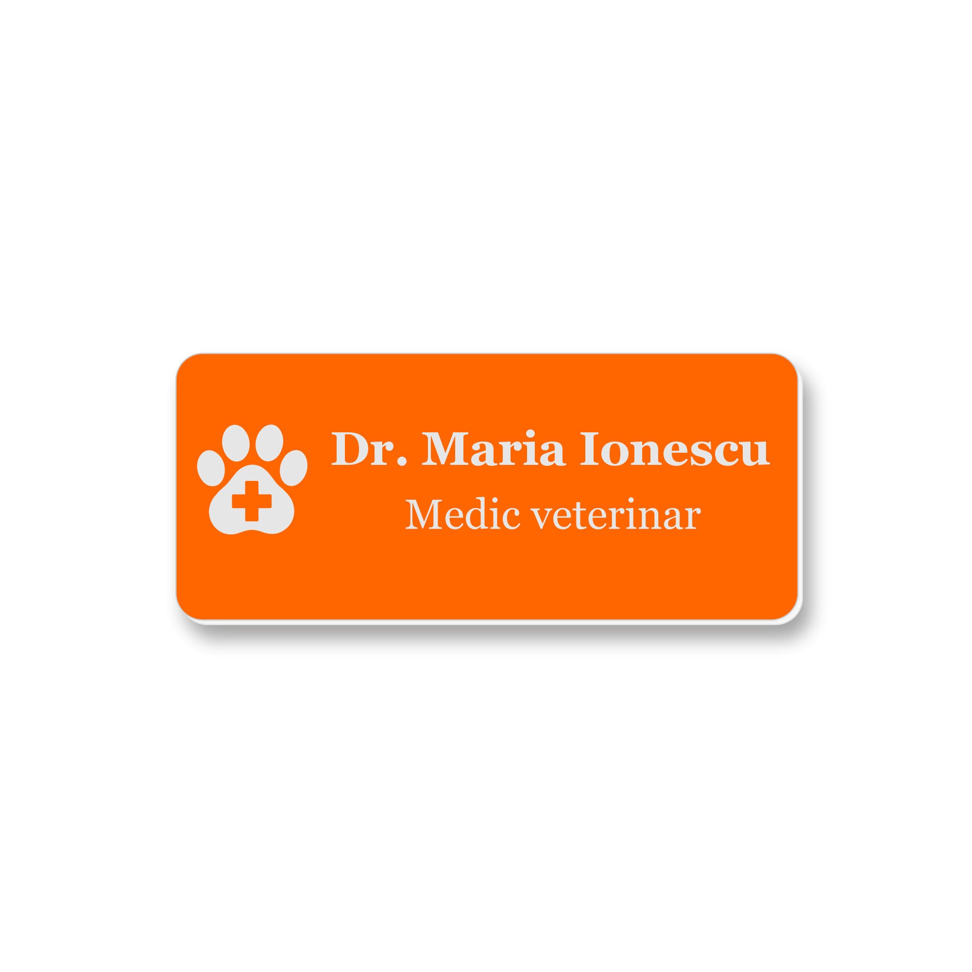 Ecuson Veterinar Personalizat 7x3 cm - Gravura Laser, 17 Culori