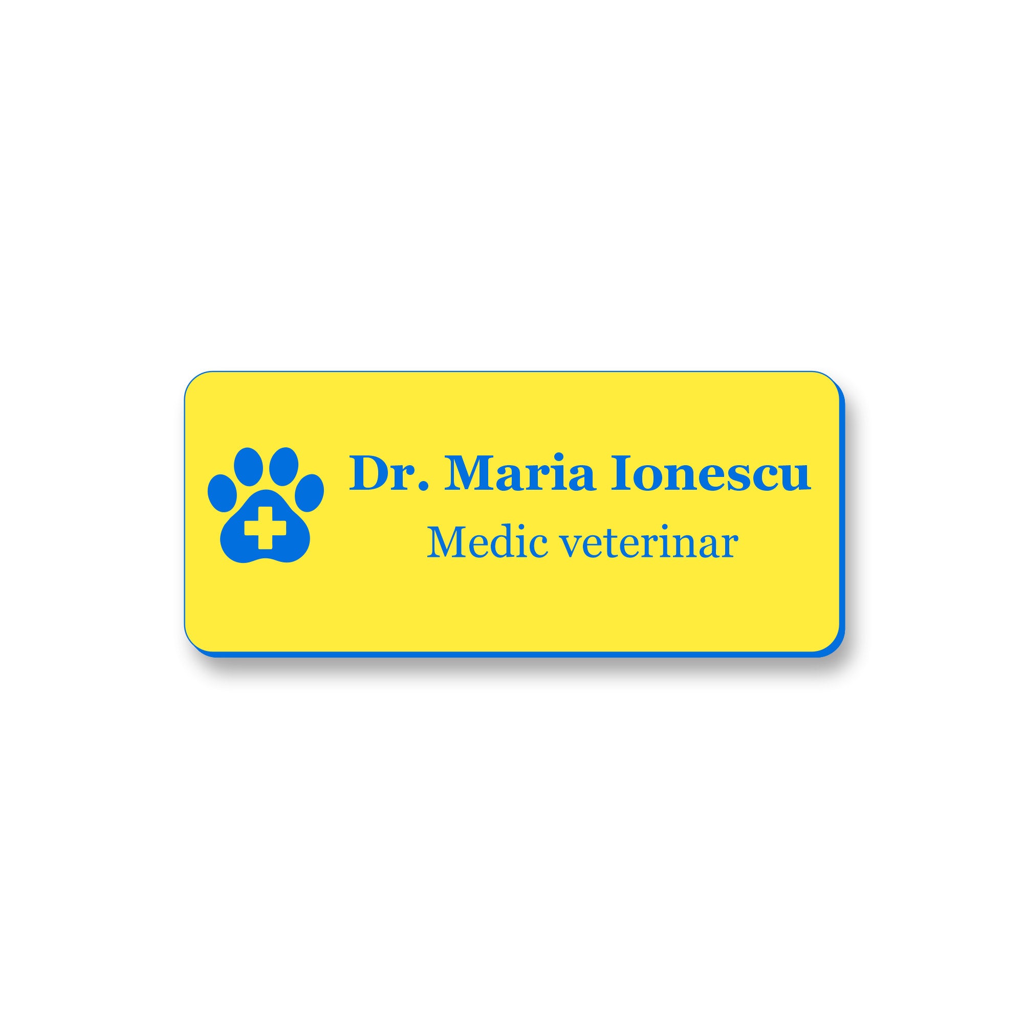 Ecuson Veterinar Personalizat 7x3 cm - Gravura Laser, 17 Culori