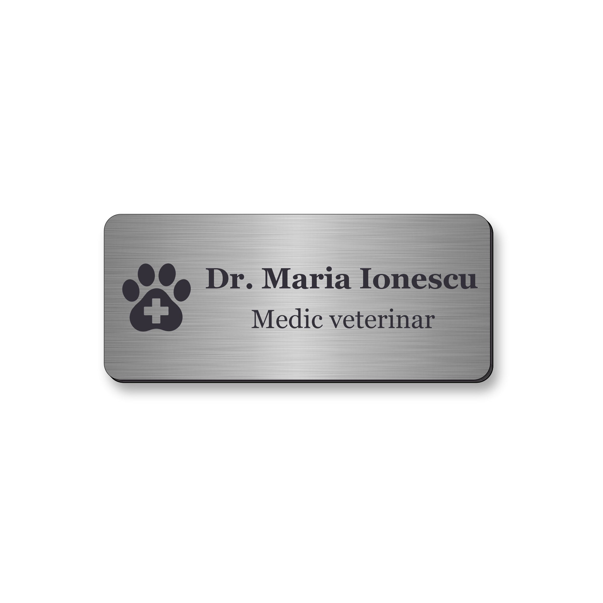 Ecuson Veterinar Personalizat 7x3 cm - Gravura Laser, 17 Culori