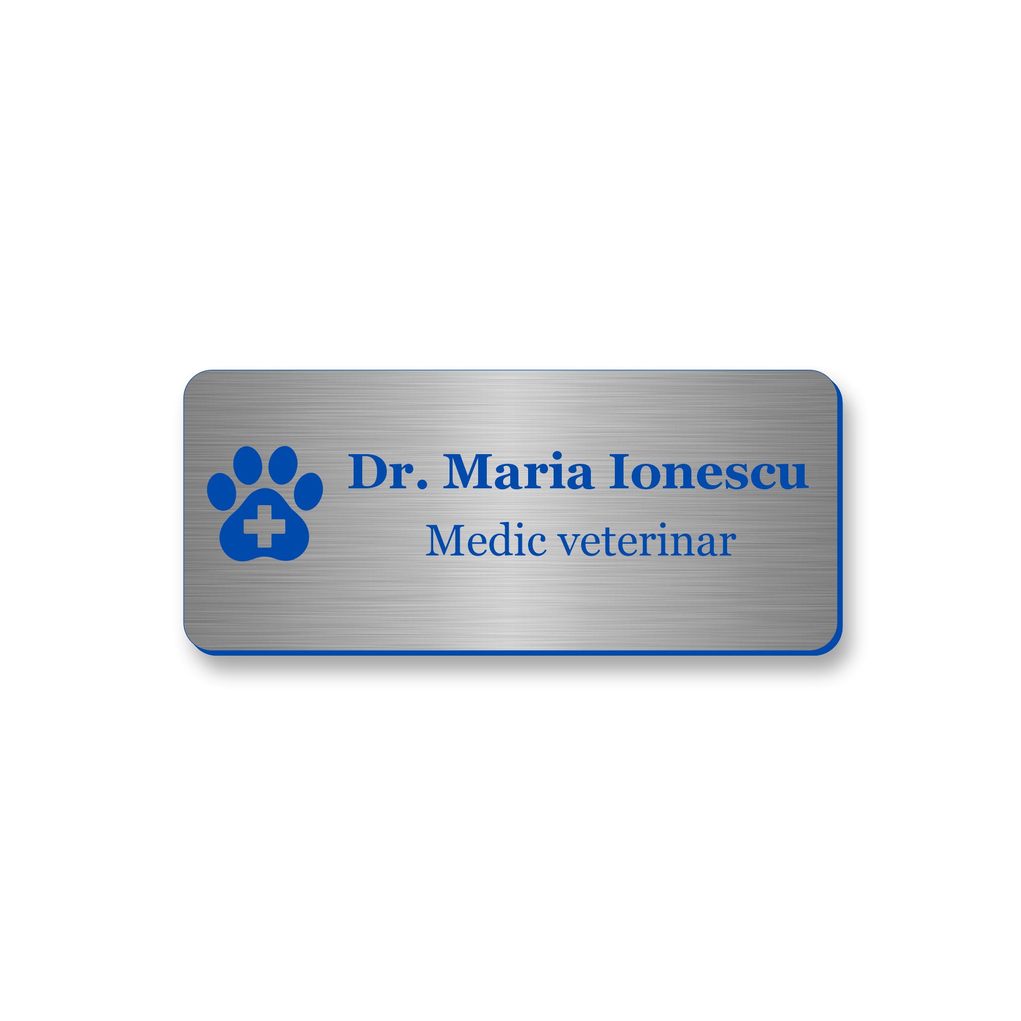 Ecuson Veterinar Personalizat 7x3 cm - Gravura Laser, 17 Culori