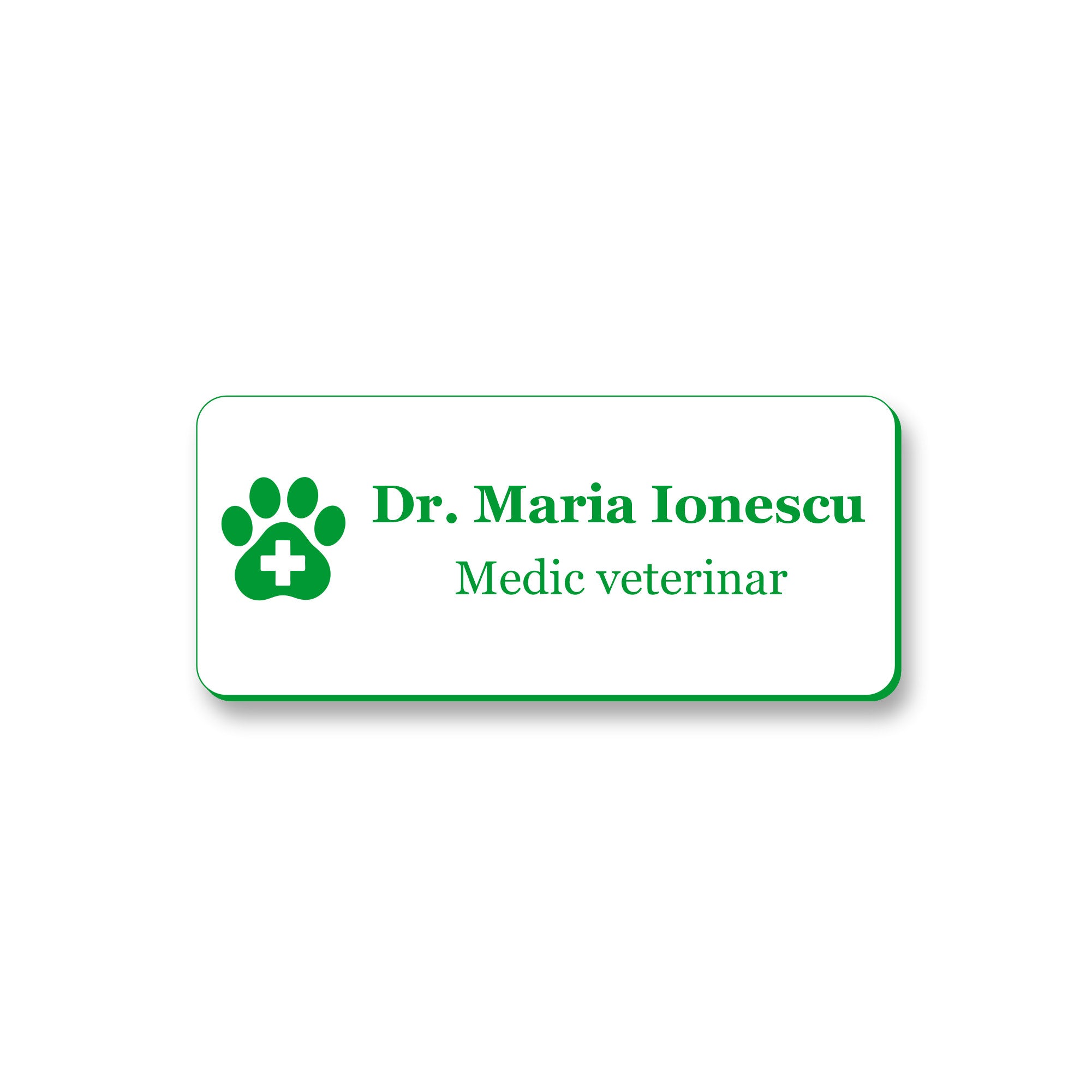 Ecuson Veterinar Personalizat 7x3 cm - Gravura Laser, 17 Culori