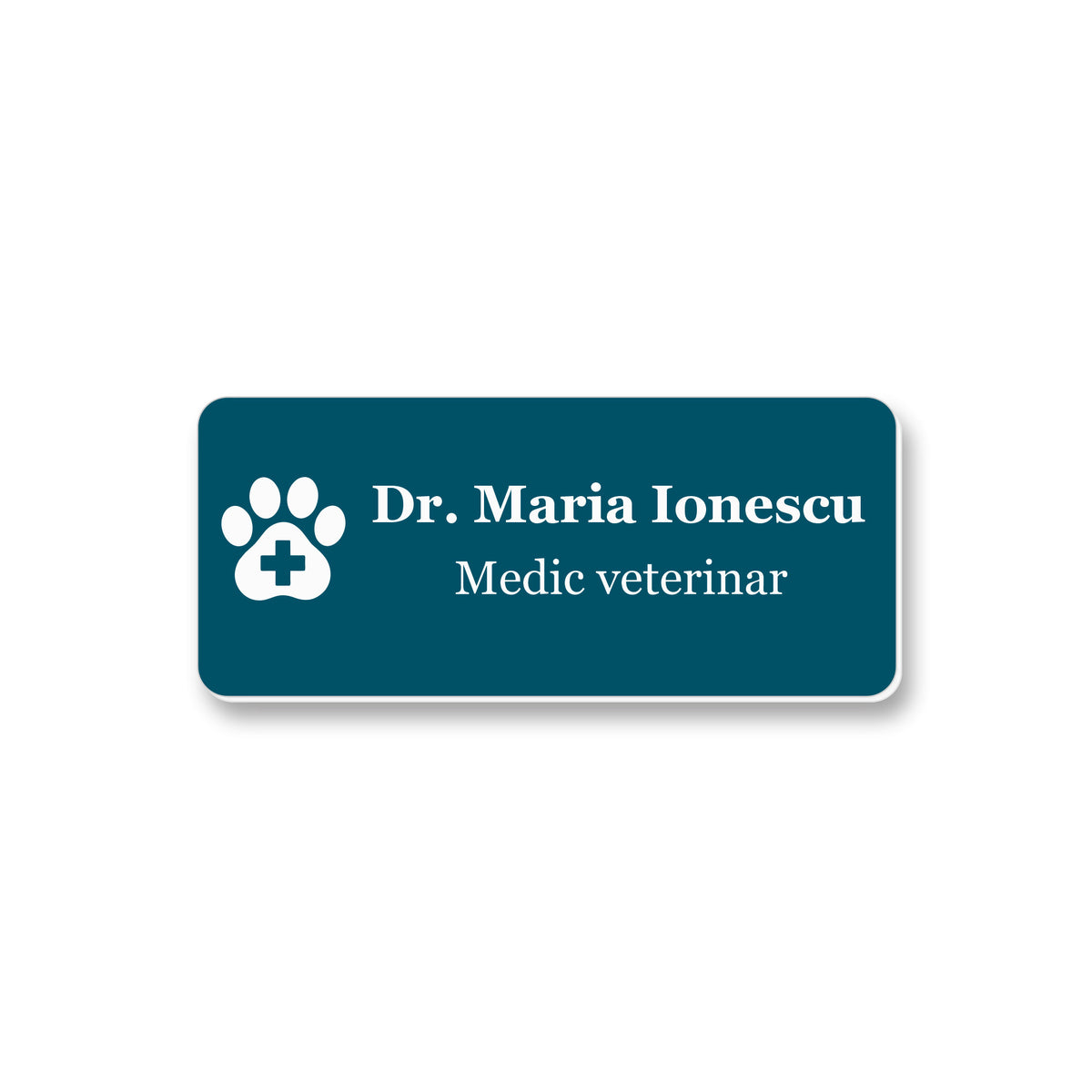 Ecuson Veterinar Personalizat 7x3 cm - Gravura Laser, 17 Culori