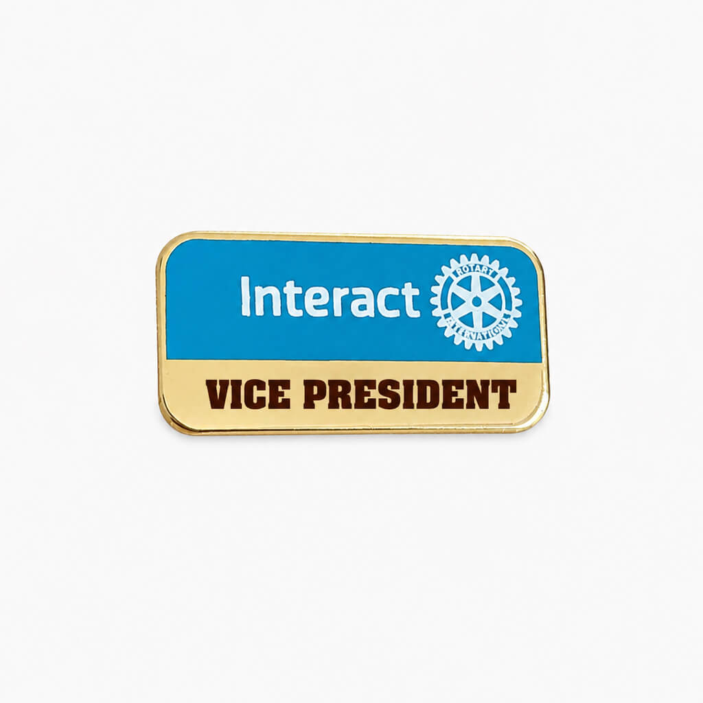 Insigna Interact Vice President cu design albastru si auriu pentru vicepresedintele clubului